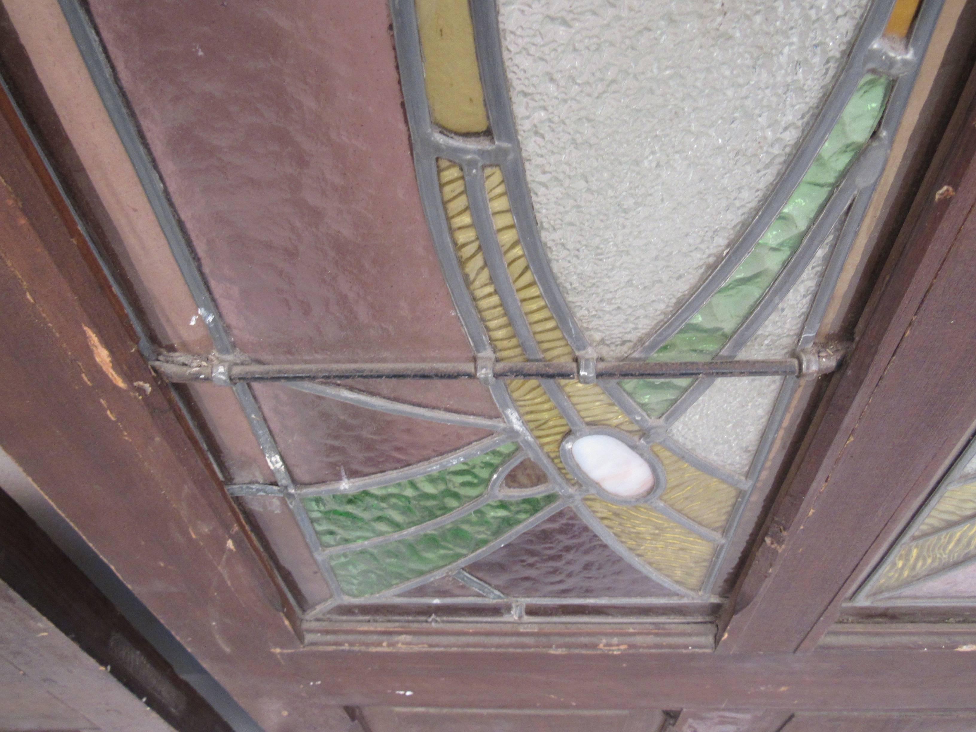 Pair of Vintage Stained Glass Doors 1