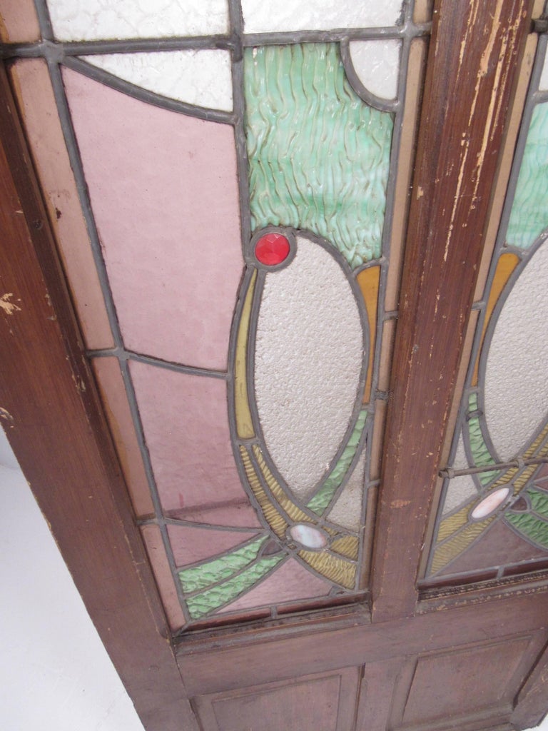 Pair of Vintage Stained Glass Doors For Sale at 1stDibs