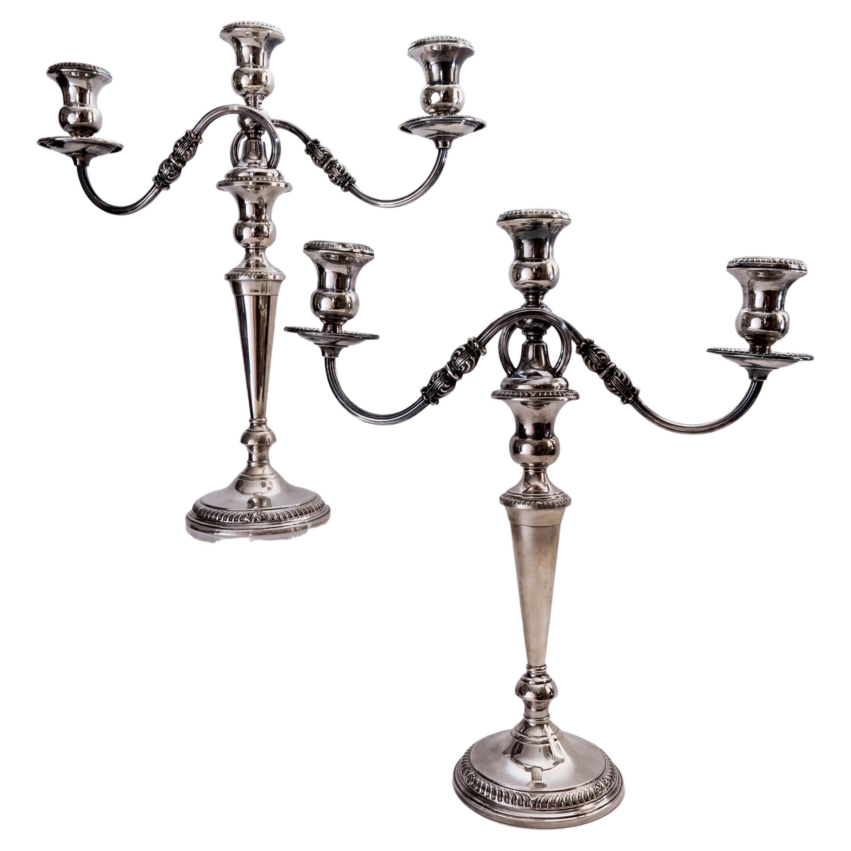 Pair of Sterling Silver Candelabra by Frank M. Whiting and Co at 1stDibs
