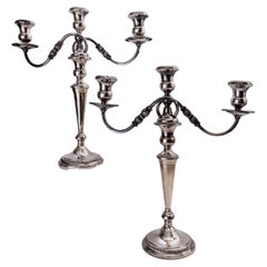Pair Vintage Sterling Candelabra, Whiting Circa 1940's, Converts to Single