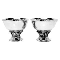 Pair Vintage Sterling Silver Georg Jensen Bowls Pattern 197B 1960 / 63