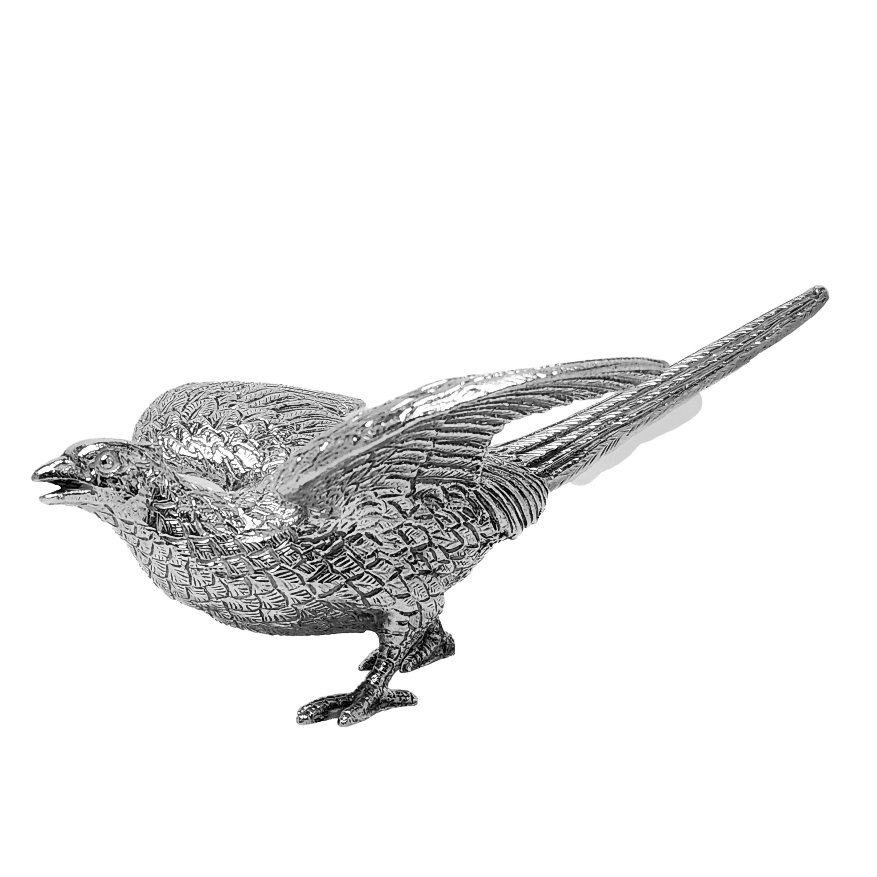 Pair Vintage Sterling Silver Model Pheasants / Bird Figurines 1971 / 88 1