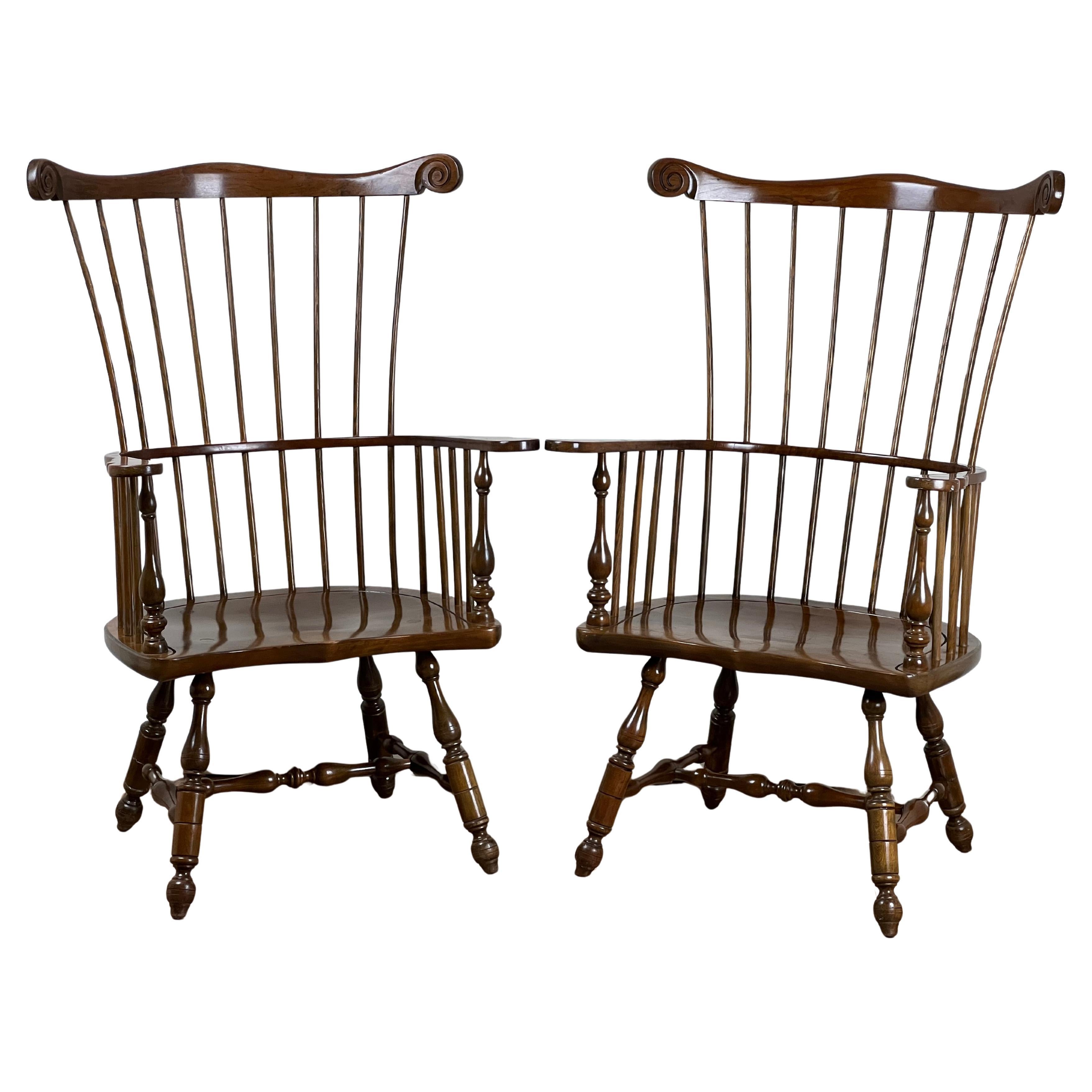 Paar Vintage Stickley Kirsche hohe zurück Windsor Stühle