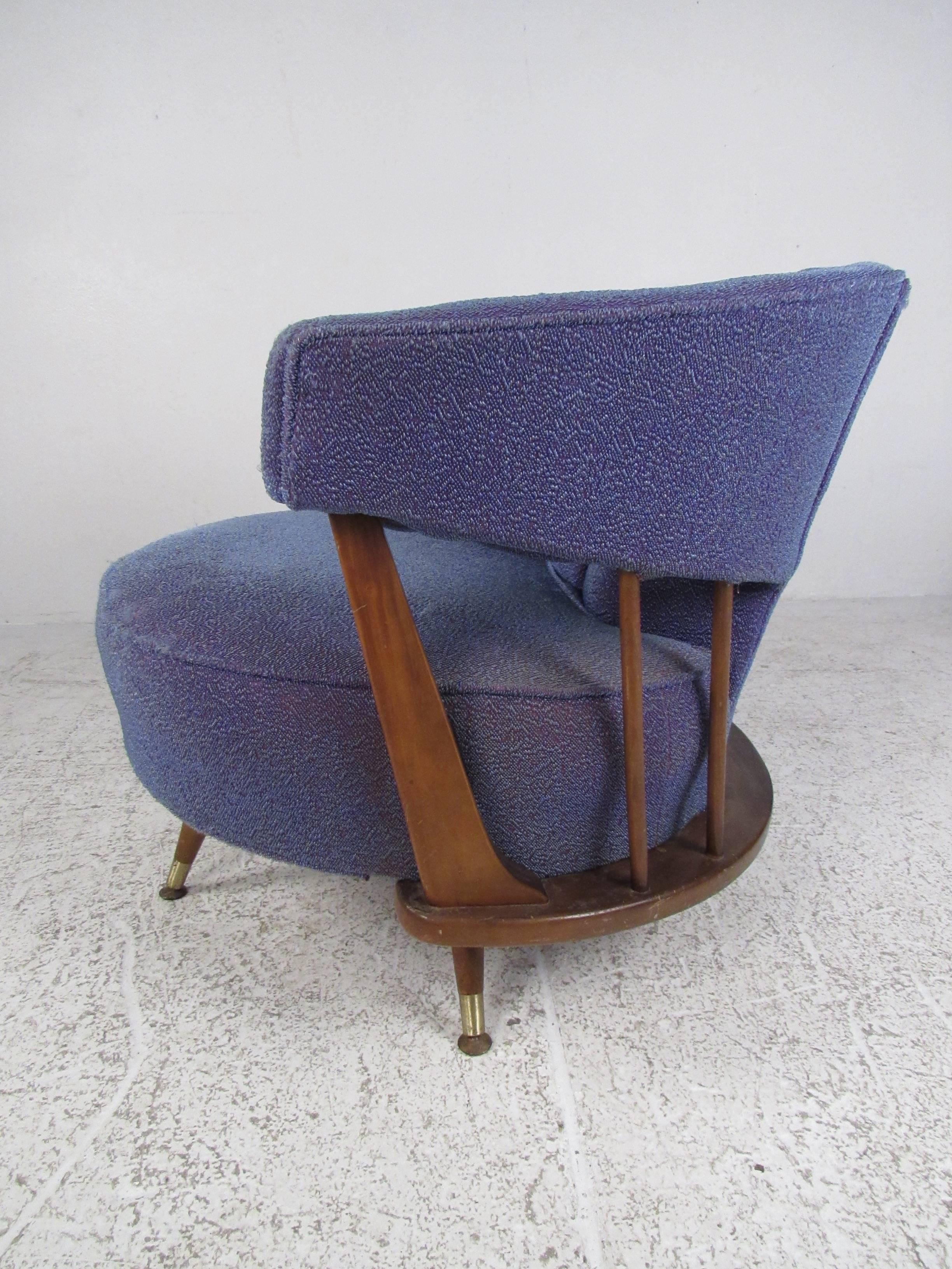 Upholstery Pair of Vintage Swivel Lounge Chairs