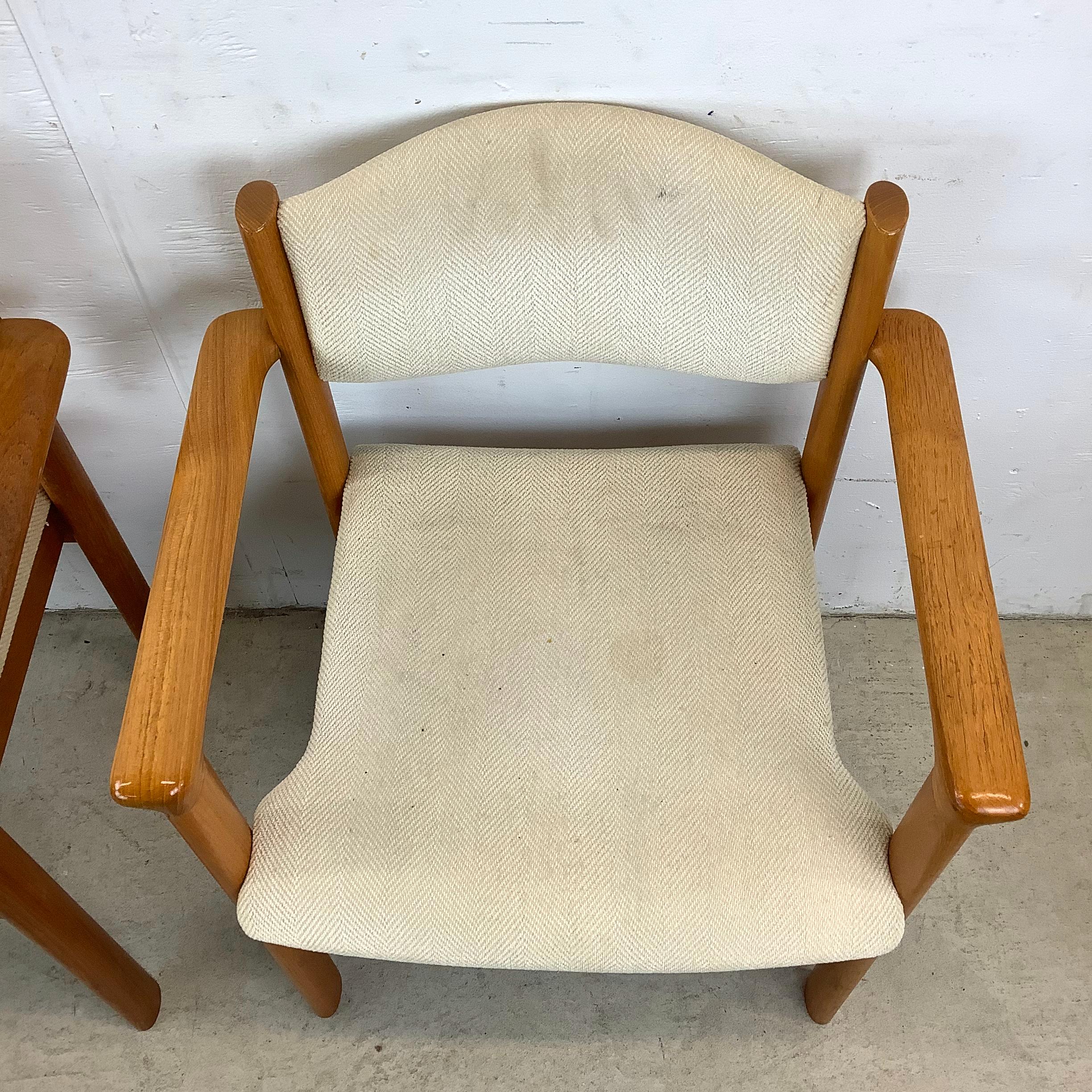 Upholstery Pair Vintage Teak Armchairs For Sale