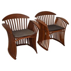 Pair Vintage Teak Bentwood Outdoor Chairs