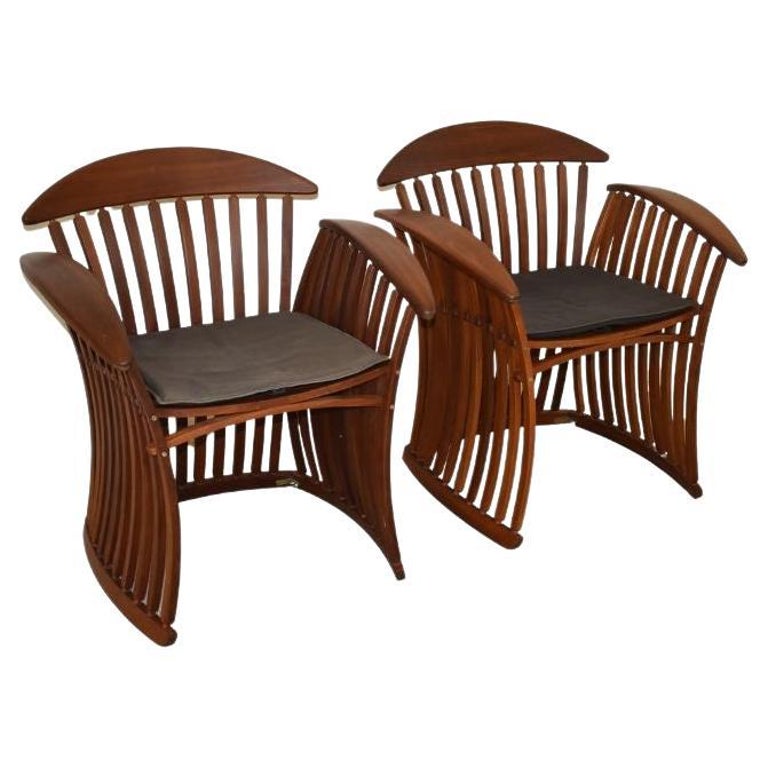 Pair Vintage Teak Bentwood Outdoor Chairs For Sale at 1stDibs