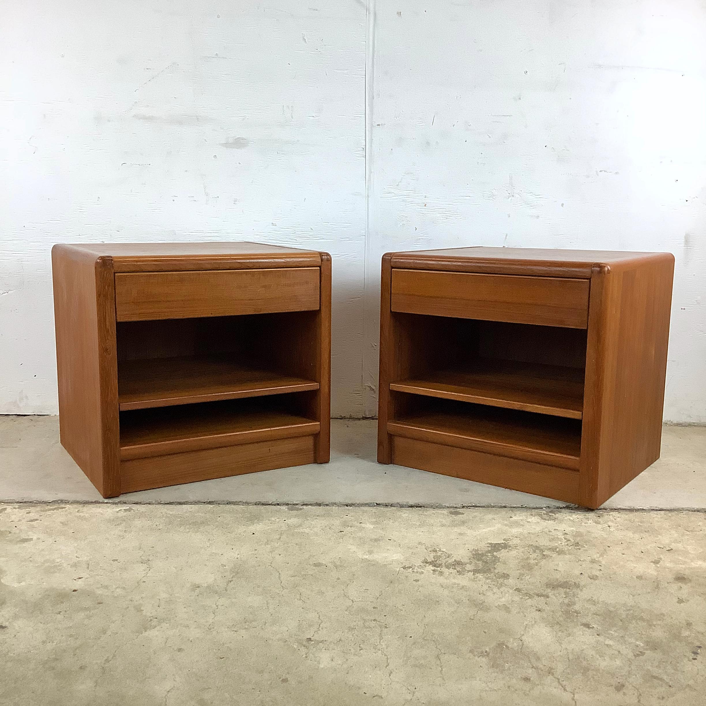 Pair Vintage Teak Nightstands by D-Scan 10