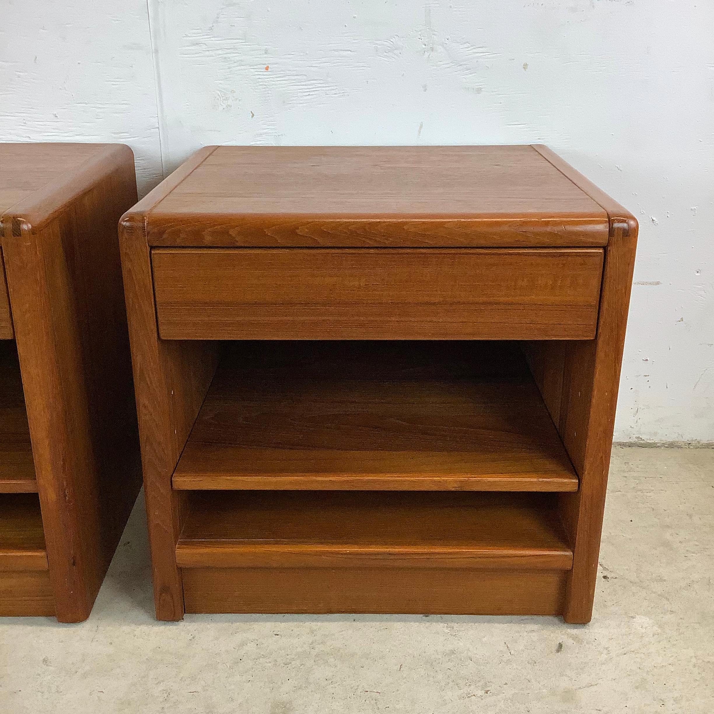 Pair Vintage Teak Nightstands by D-Scan In Good Condition In Trenton, NJ