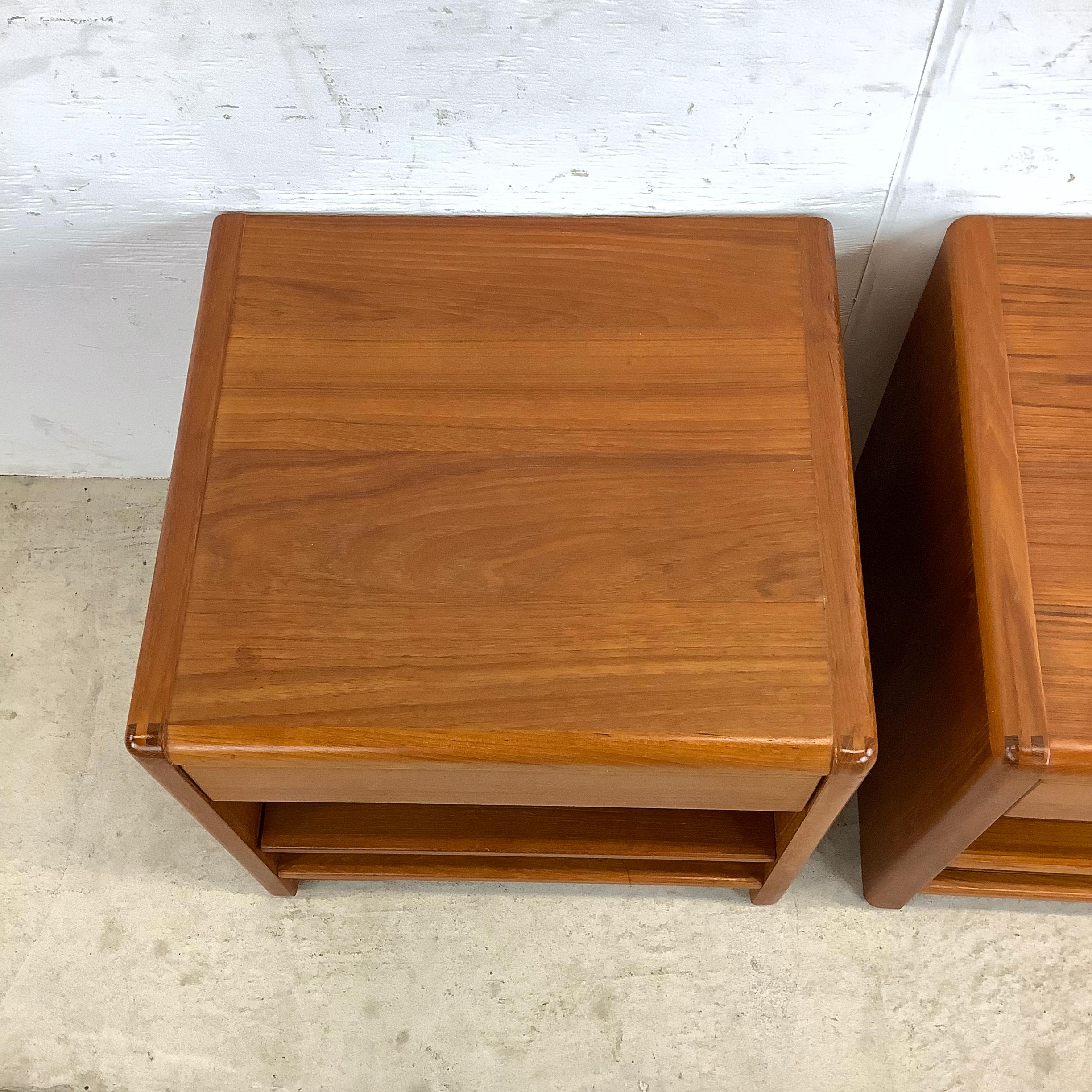 20th Century Pair Vintage Teak Nightstands by D-Scan