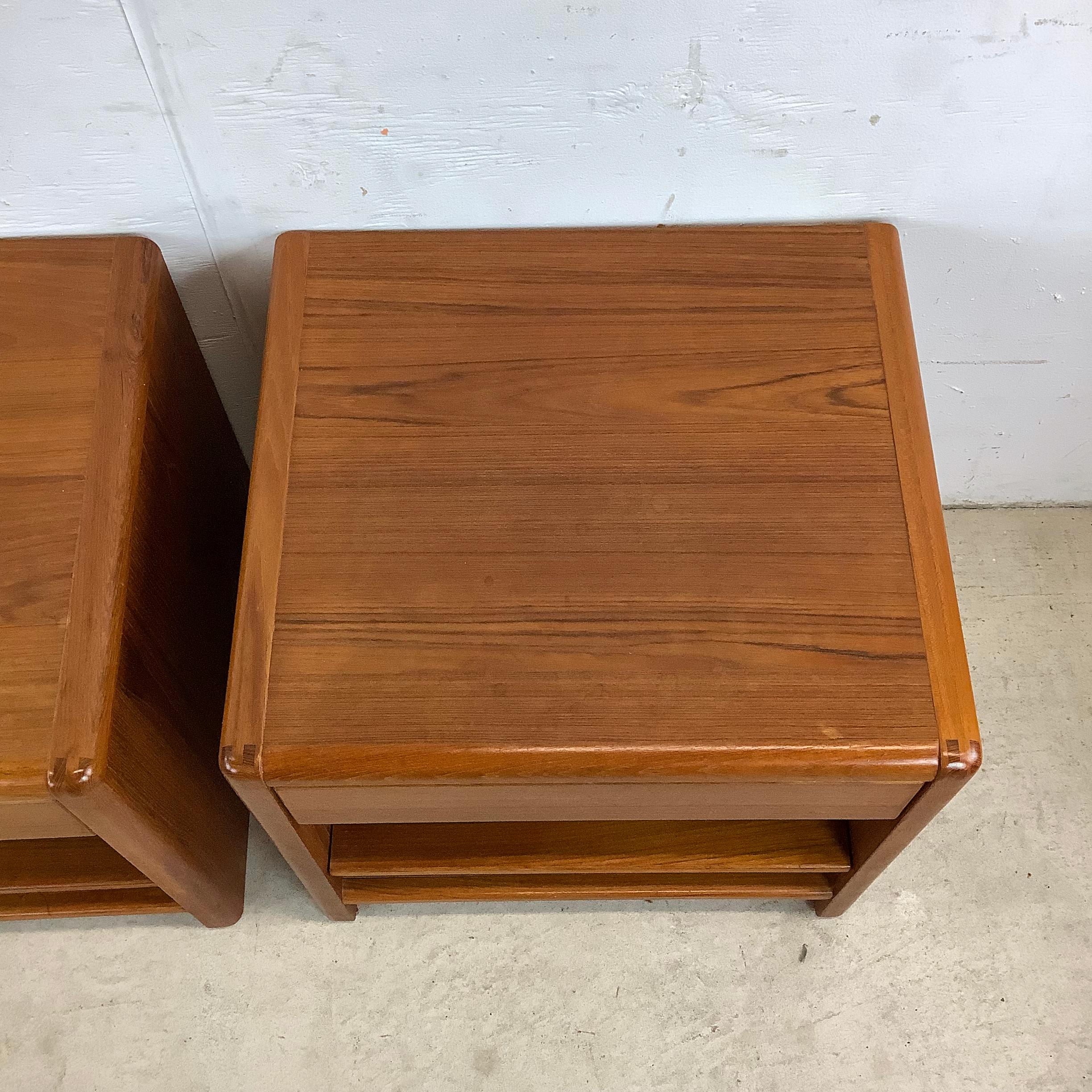 Pair Vintage Teak Nightstands by D-Scan 1