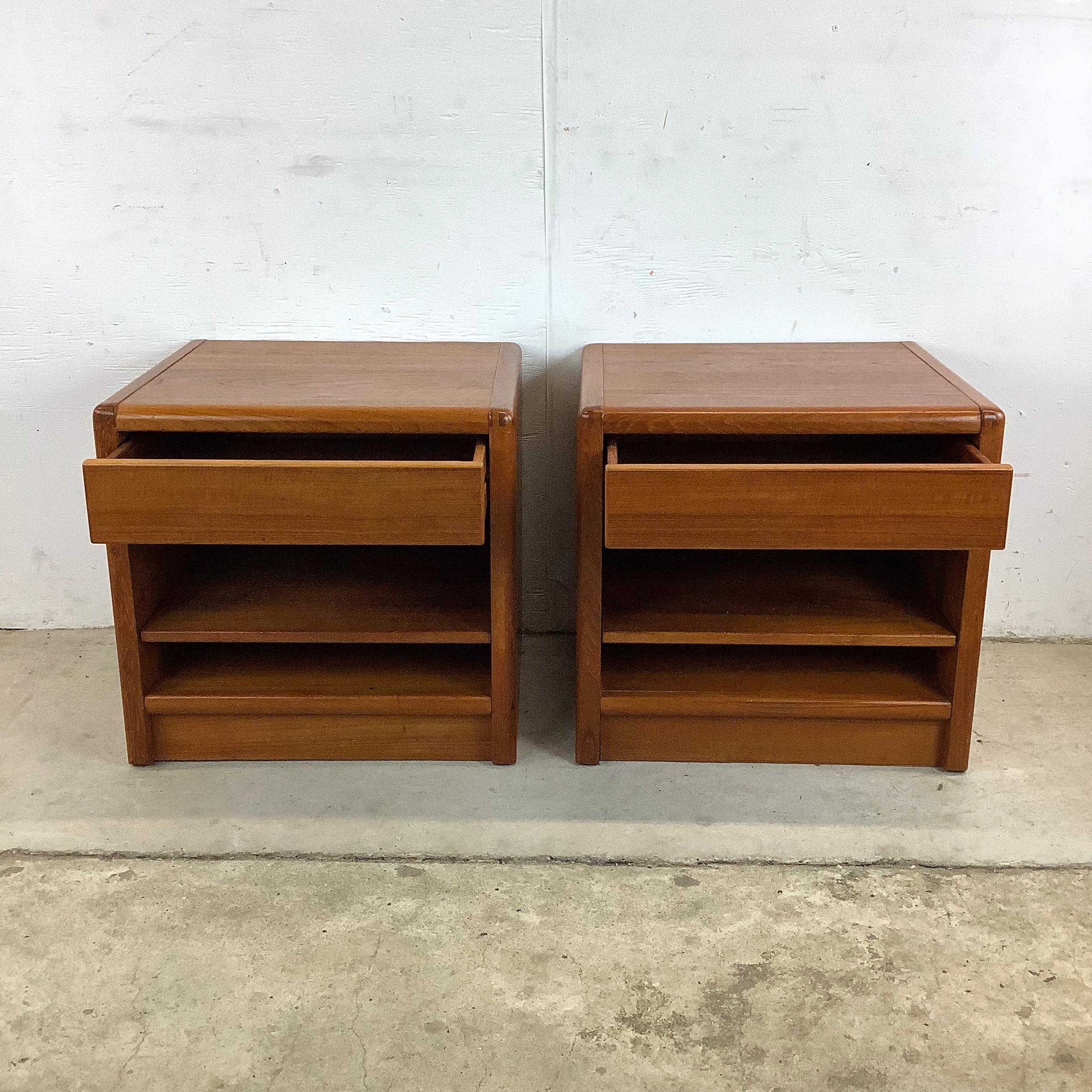 Pair Vintage Teak Nightstands by D-Scan 2