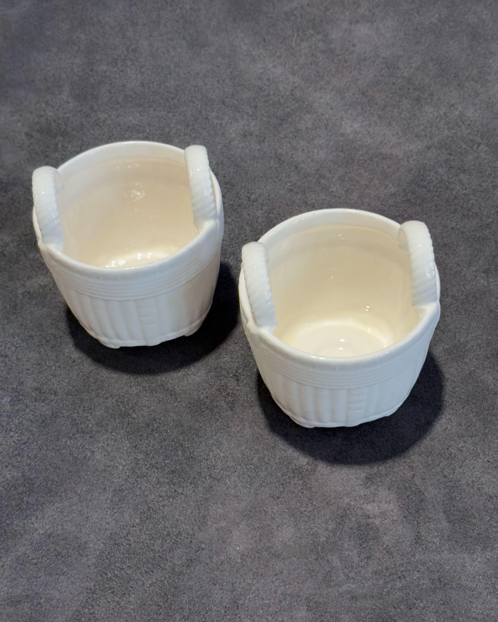 Mid-Century Modern Pair Vintage Tiffany & Co. Ceramic Weaved Baskets, 1960 For Sale