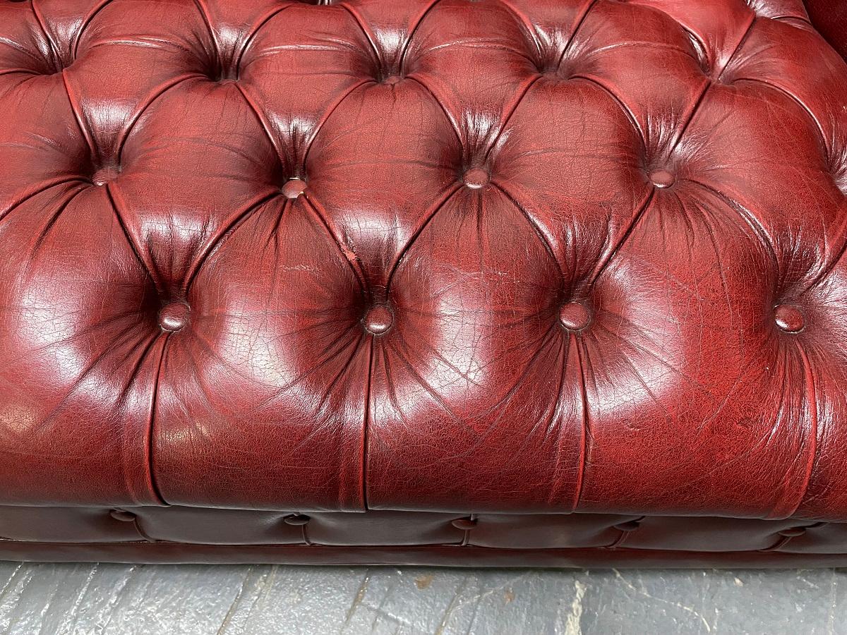 Pair Vintage Tufted Leather Chesterfield Sofas For Sale at 1stDibs