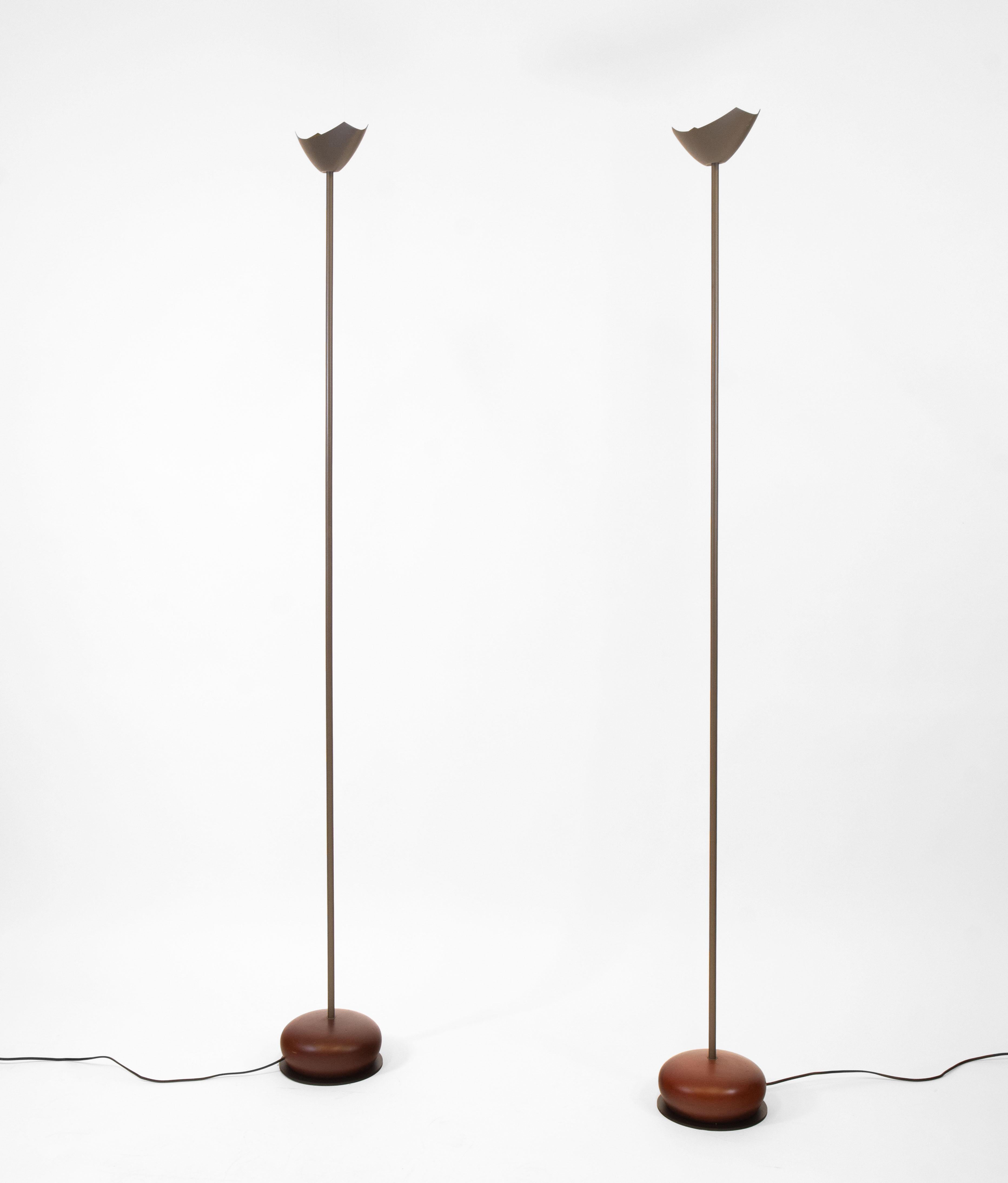 Pair Vintage Uplighter Floor Lamps By Josep Llusca 'Servul F' For Flos Italy  For Sale 2