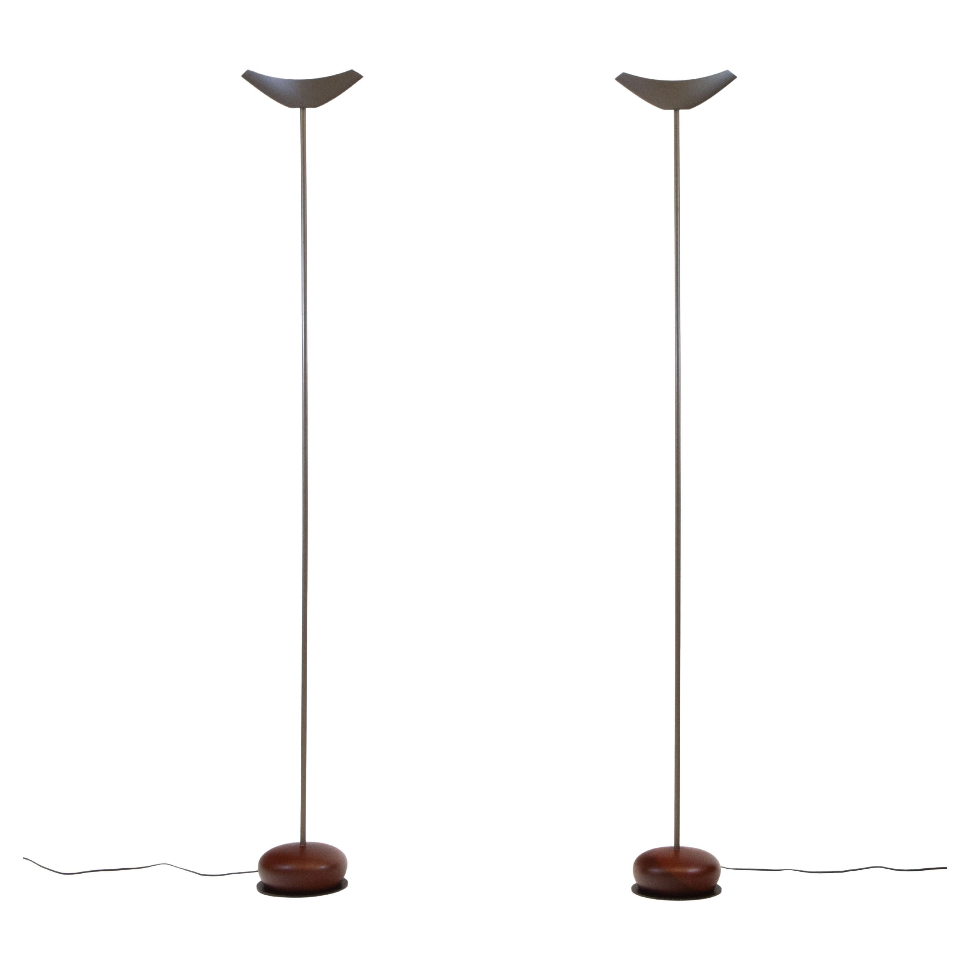 Pair Vintage Uplighter Floor Lamps By Josep Llusca 'Servul F' For Flos Italy  For Sale