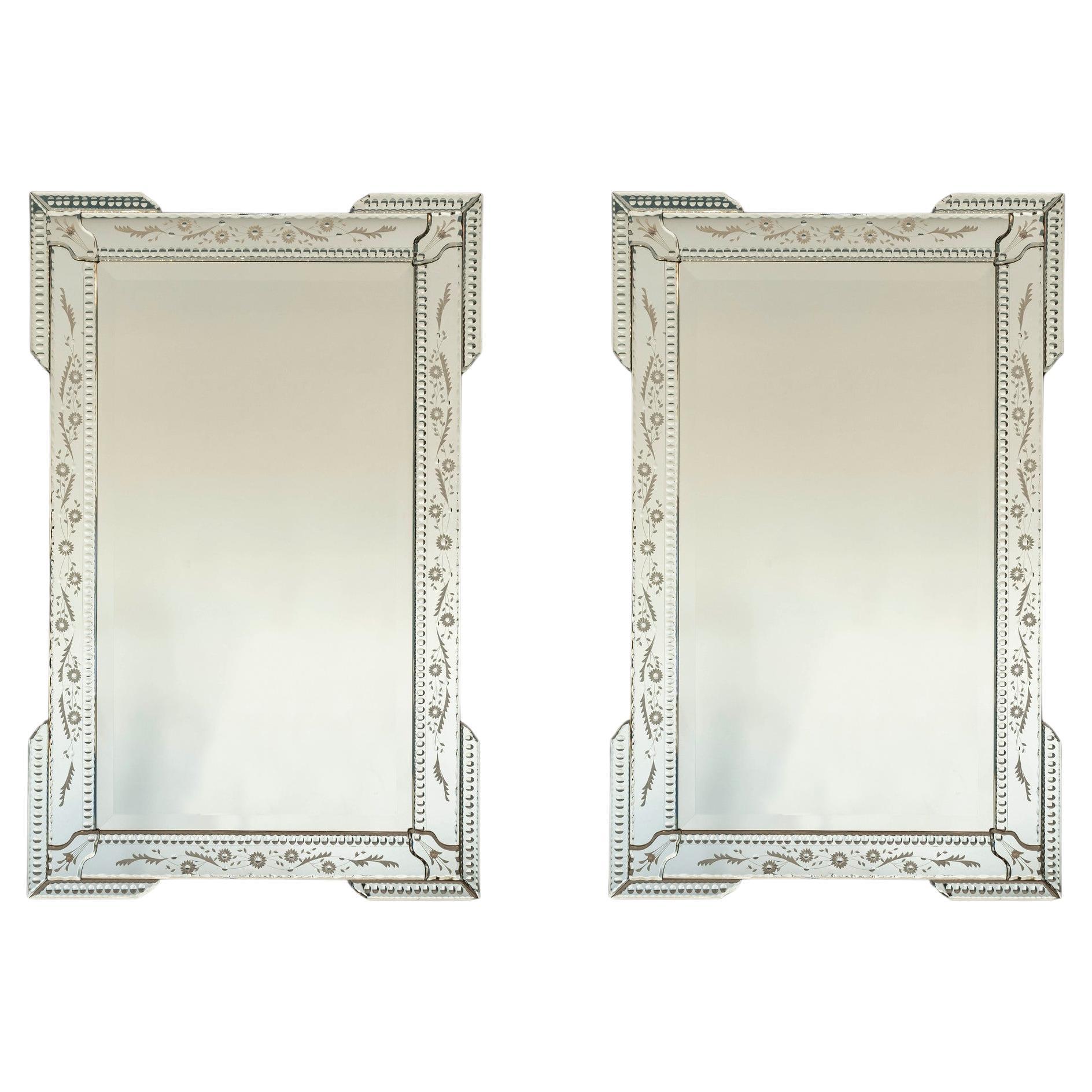 Pair Vintage Venetian Style Mirrors