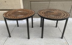 Pair of Vintage Victorian Tables with Cast Iron Tops