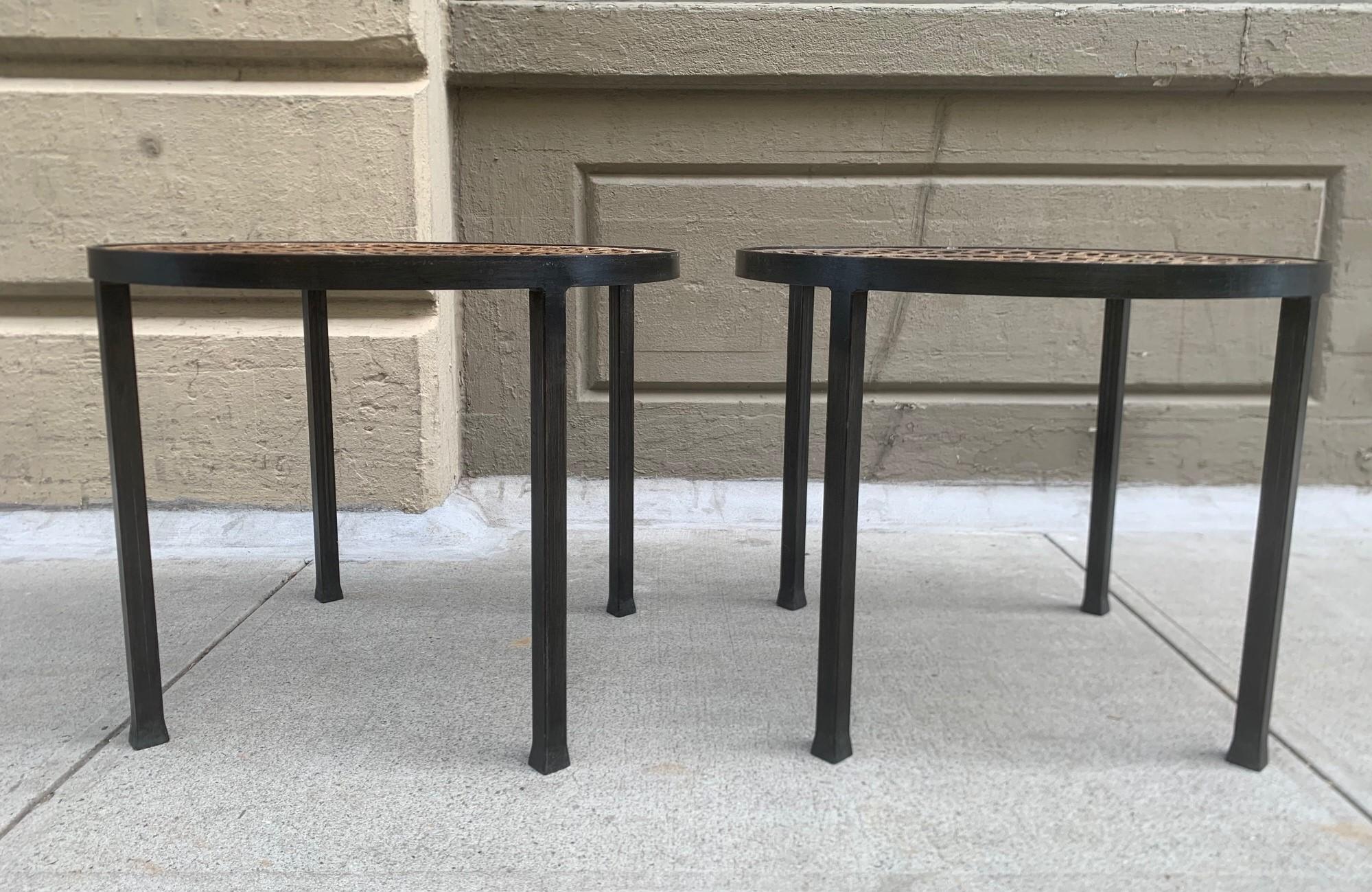 Pair of Vintage Victorian Tables with Cast Iron Tops In Good Condition For Sale In New York, NY