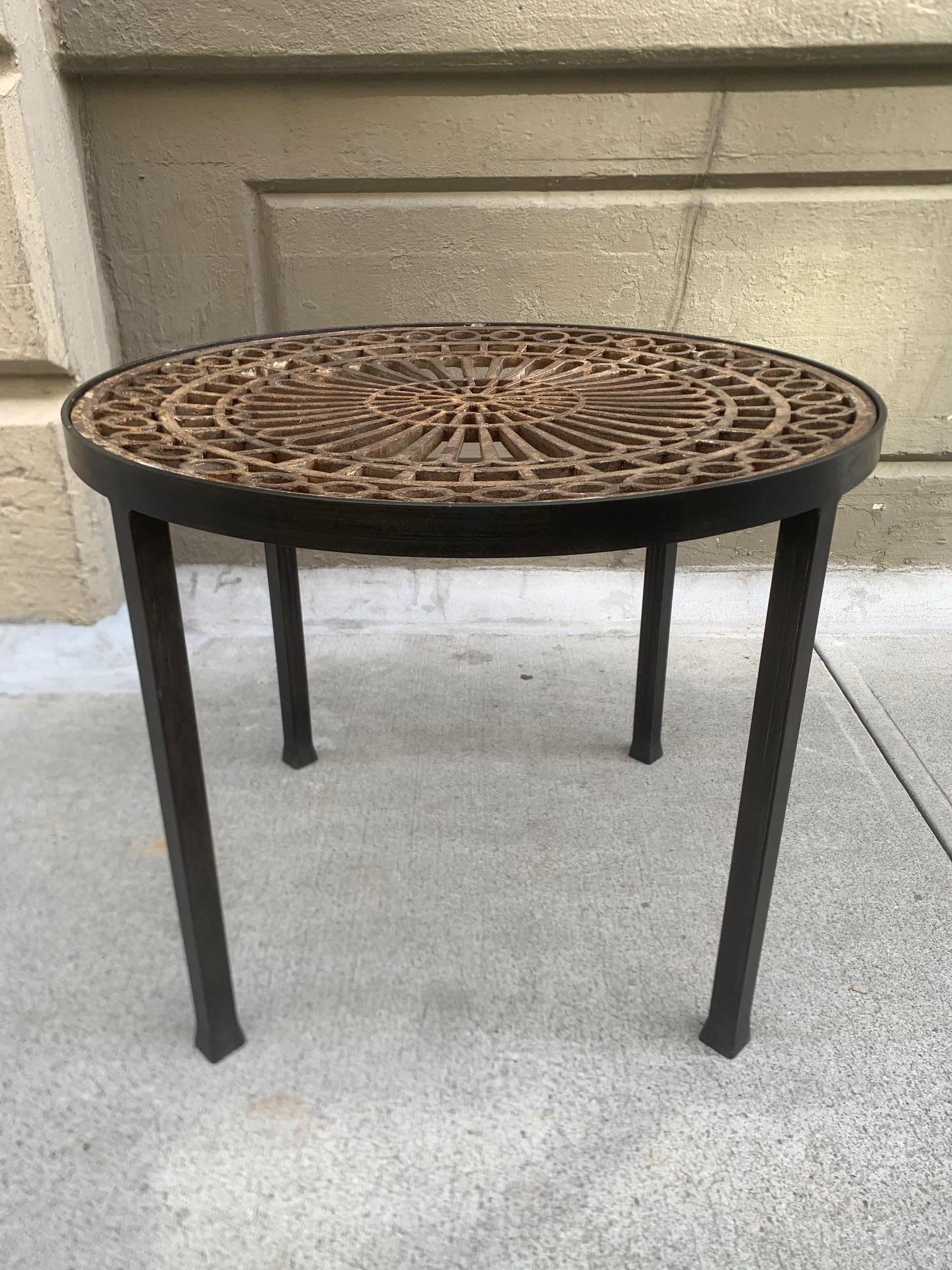 Mid-20th Century Pair of Vintage Victorian Tables with Cast Iron Tops For Sale