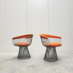 Pair Vintage Warren Platner Wire Side Armchair for Knoll 1980s