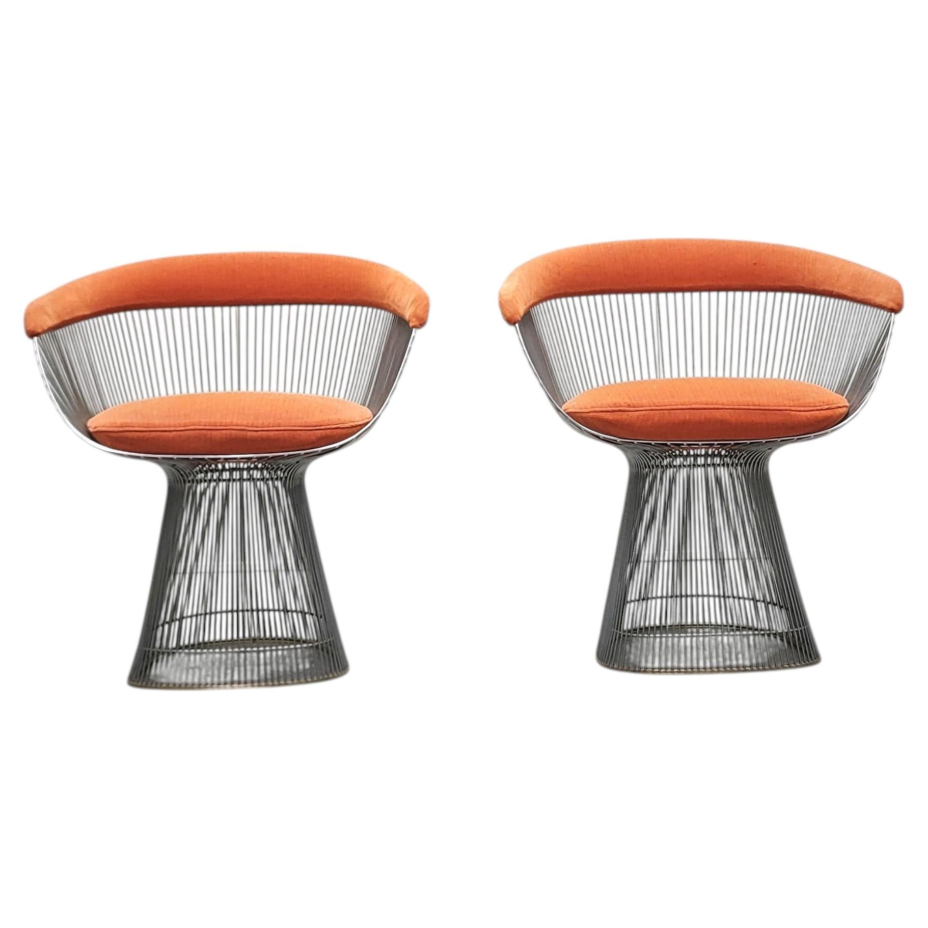 Pair Vintage Warren Platner Wire Side Armchair for Knoll 1980s For Sale