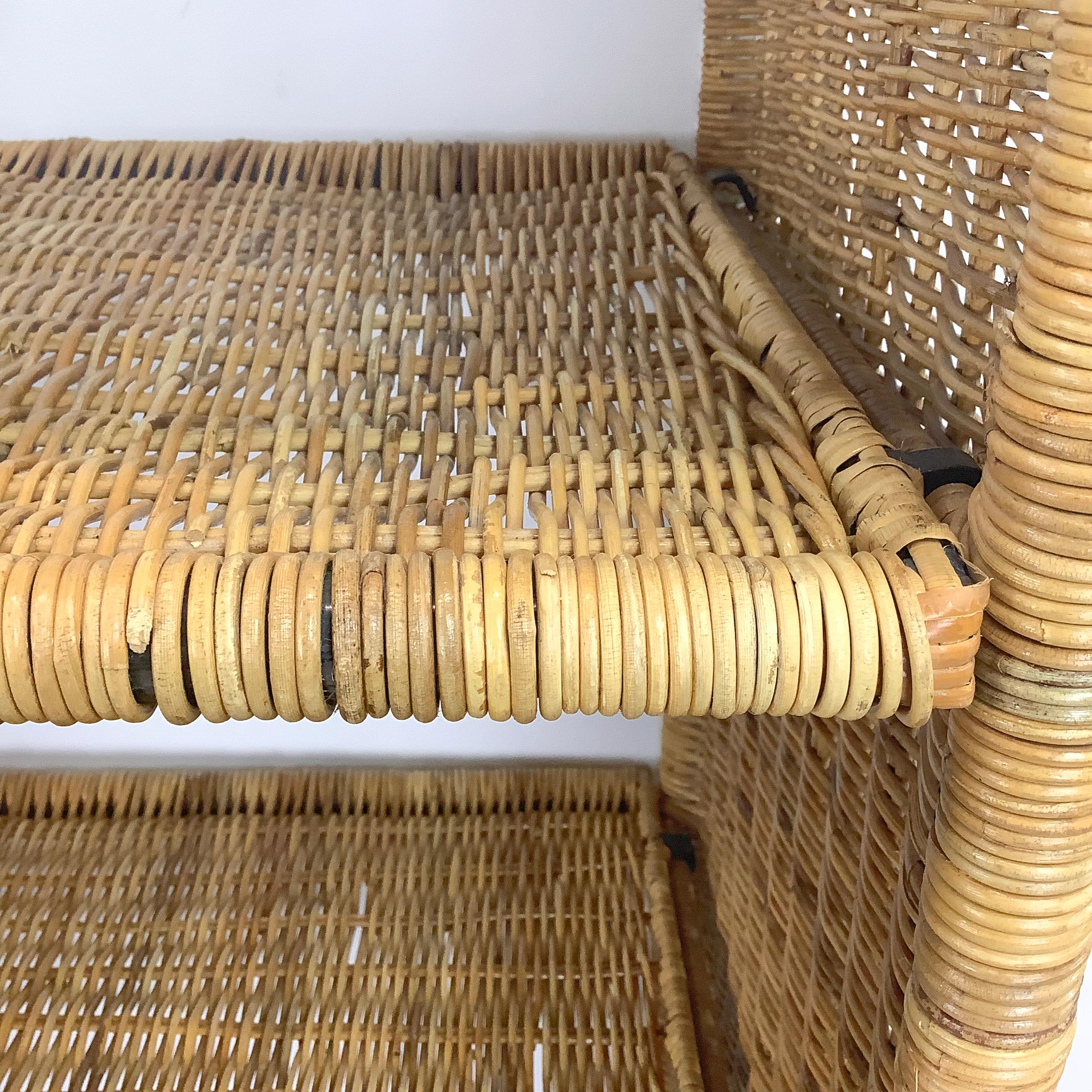 Pair Vintage Wicker Arched Bookcases 3