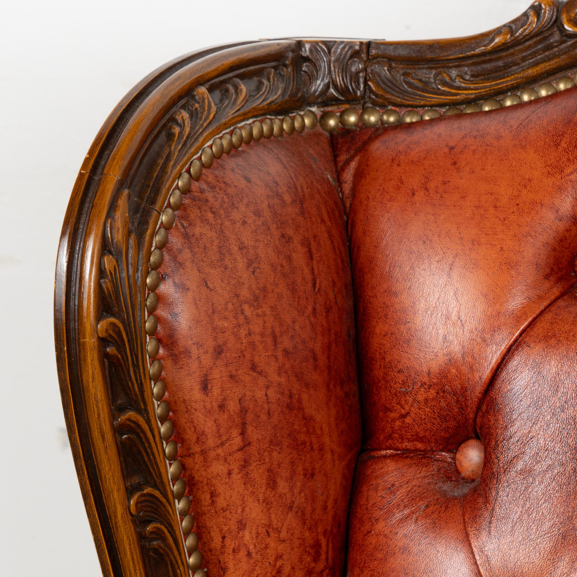 Pair, Vintage Wingback Chesterfield Armchairs, England circa 1980 5