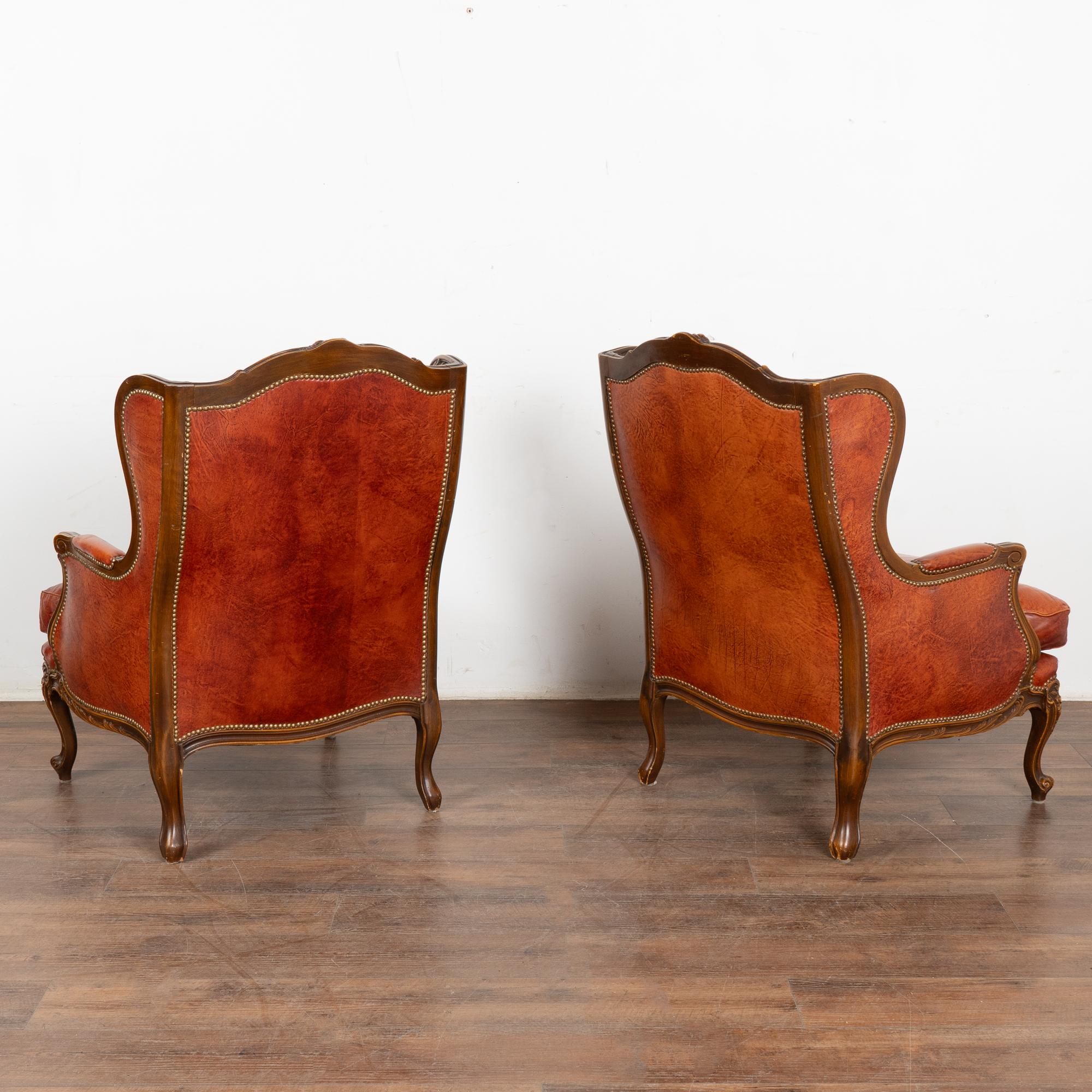 Pair, Vintage Wingback Chesterfield Armchairs, England circa 1980 6