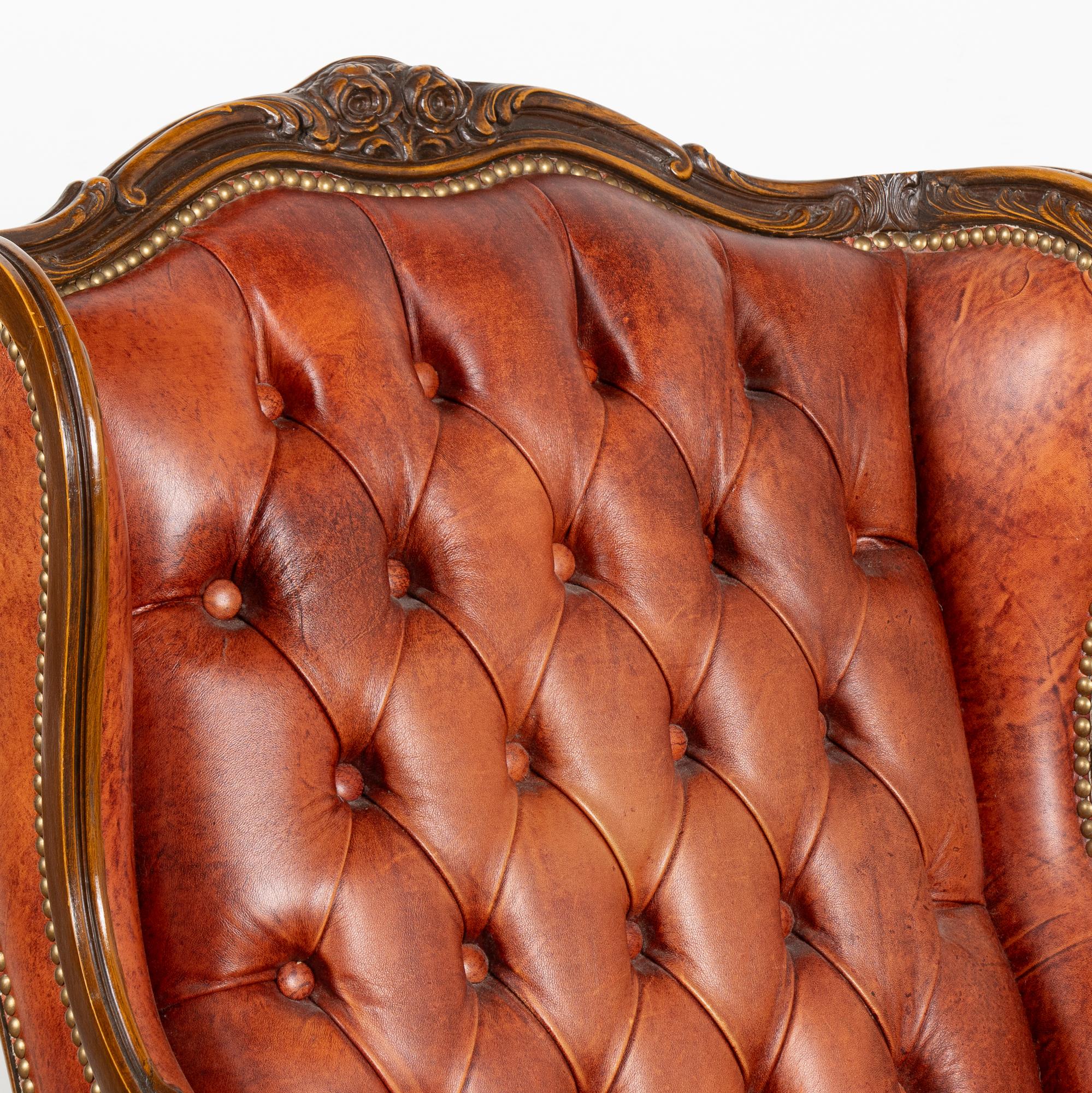 20th Century Pair, Vintage Wingback Chesterfield Armchairs, England circa 1980