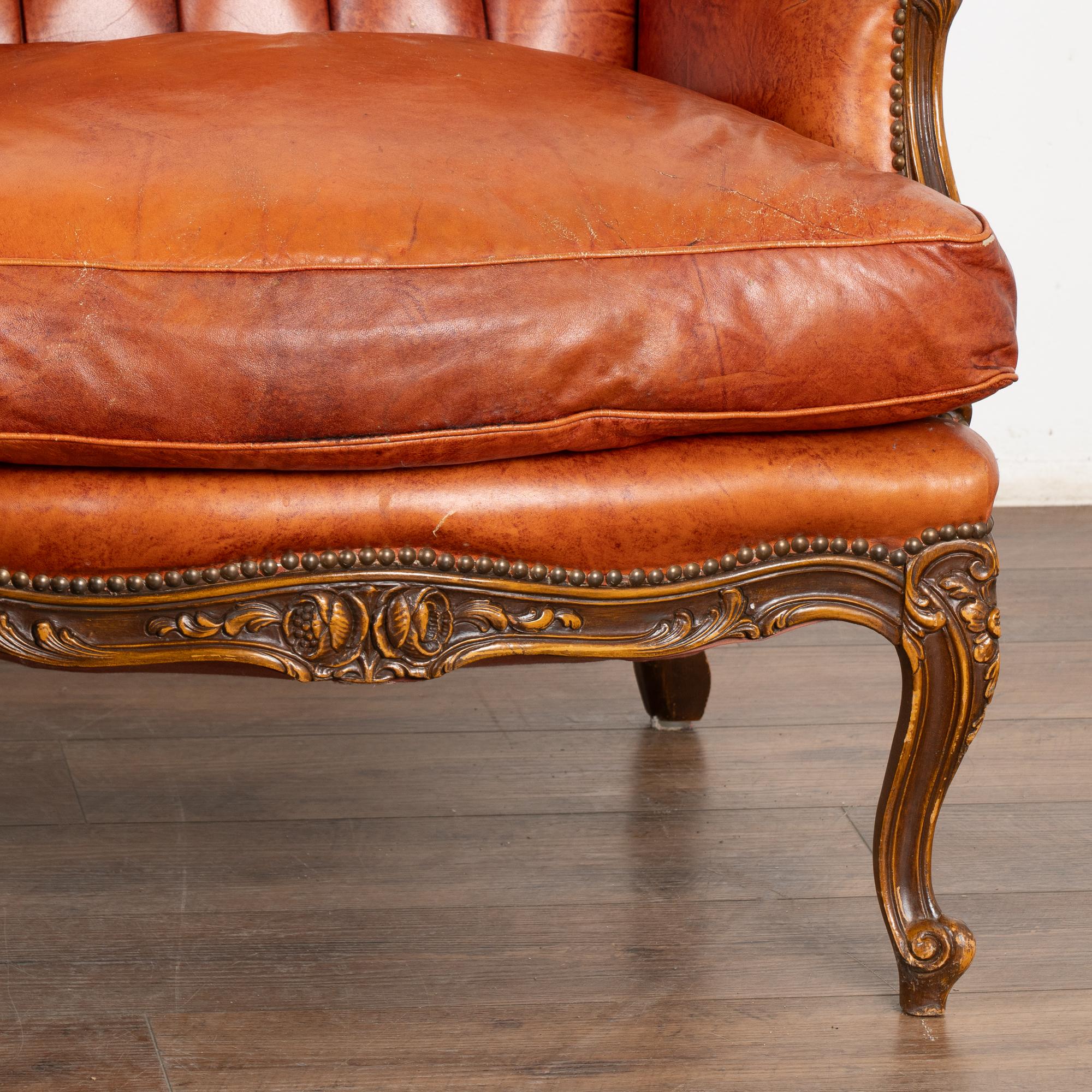 Leather Pair, Vintage Wingback Chesterfield Armchairs, England circa 1980