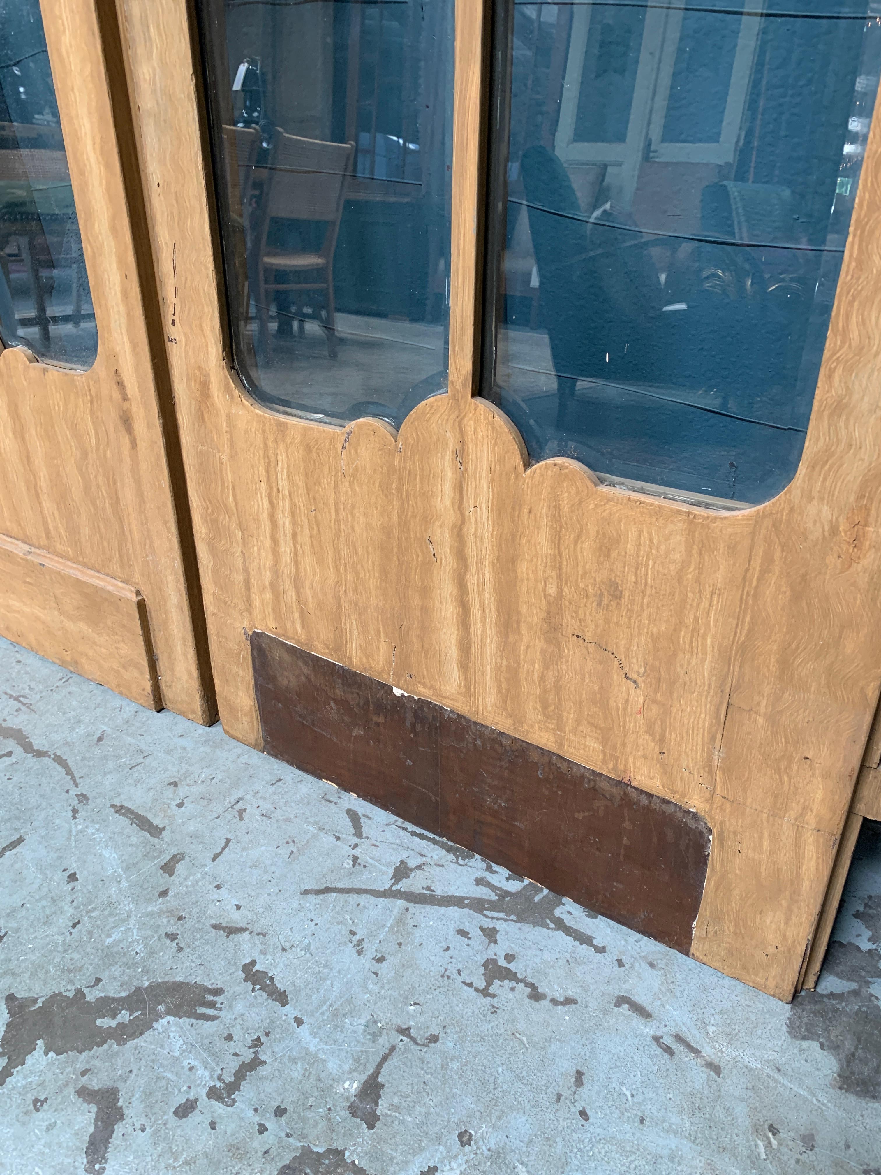 Pair Vintage Wood Doors with Glass Panel In Good Condition In Los Angeles, CA