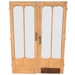 Pair Vintage Wood Doors with Glass Panel