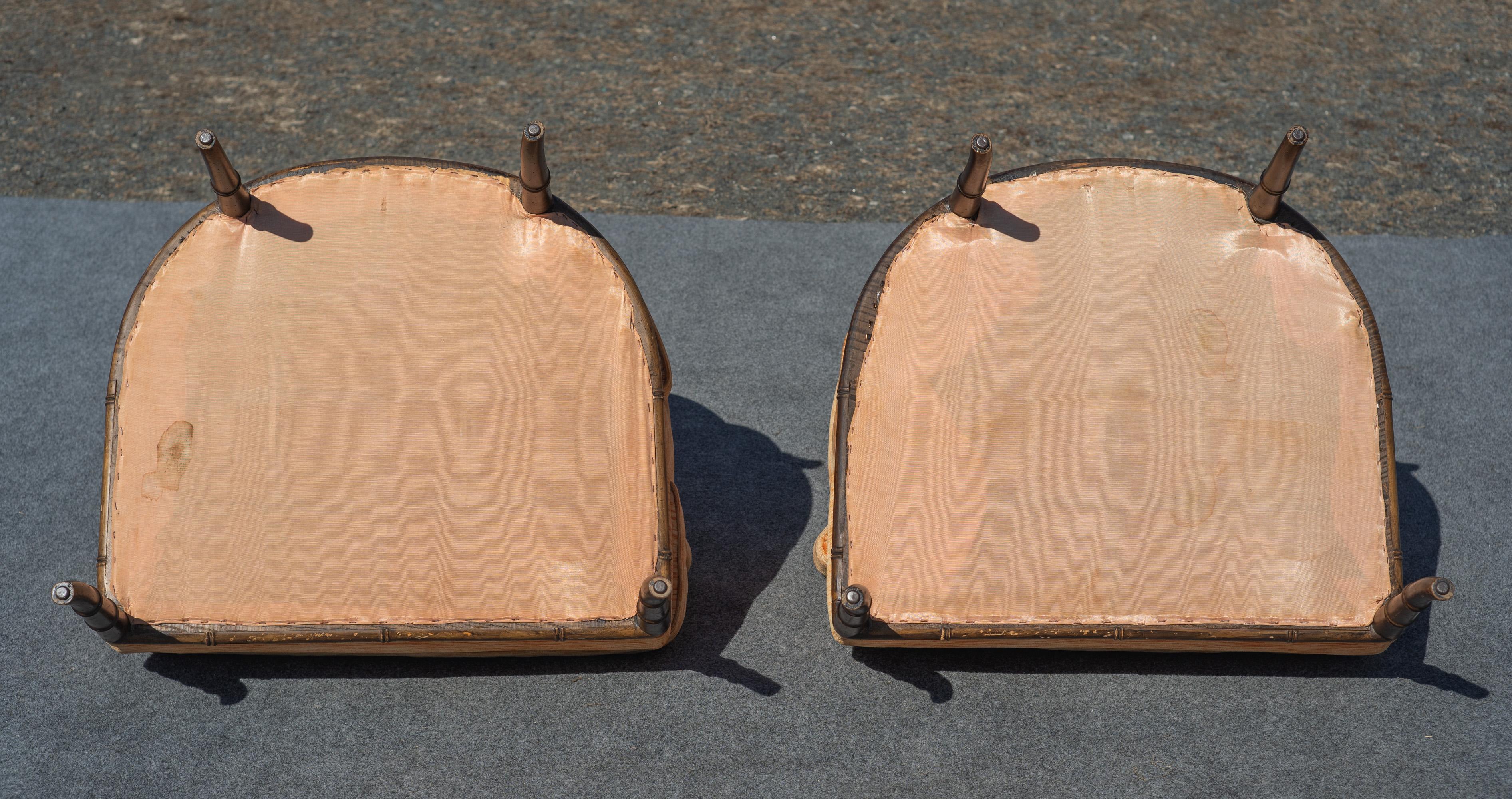 Pareja de sillones de bambú sintético y salmón estilo T. H. Robsjohn Gibbings años 50 en venta 3
