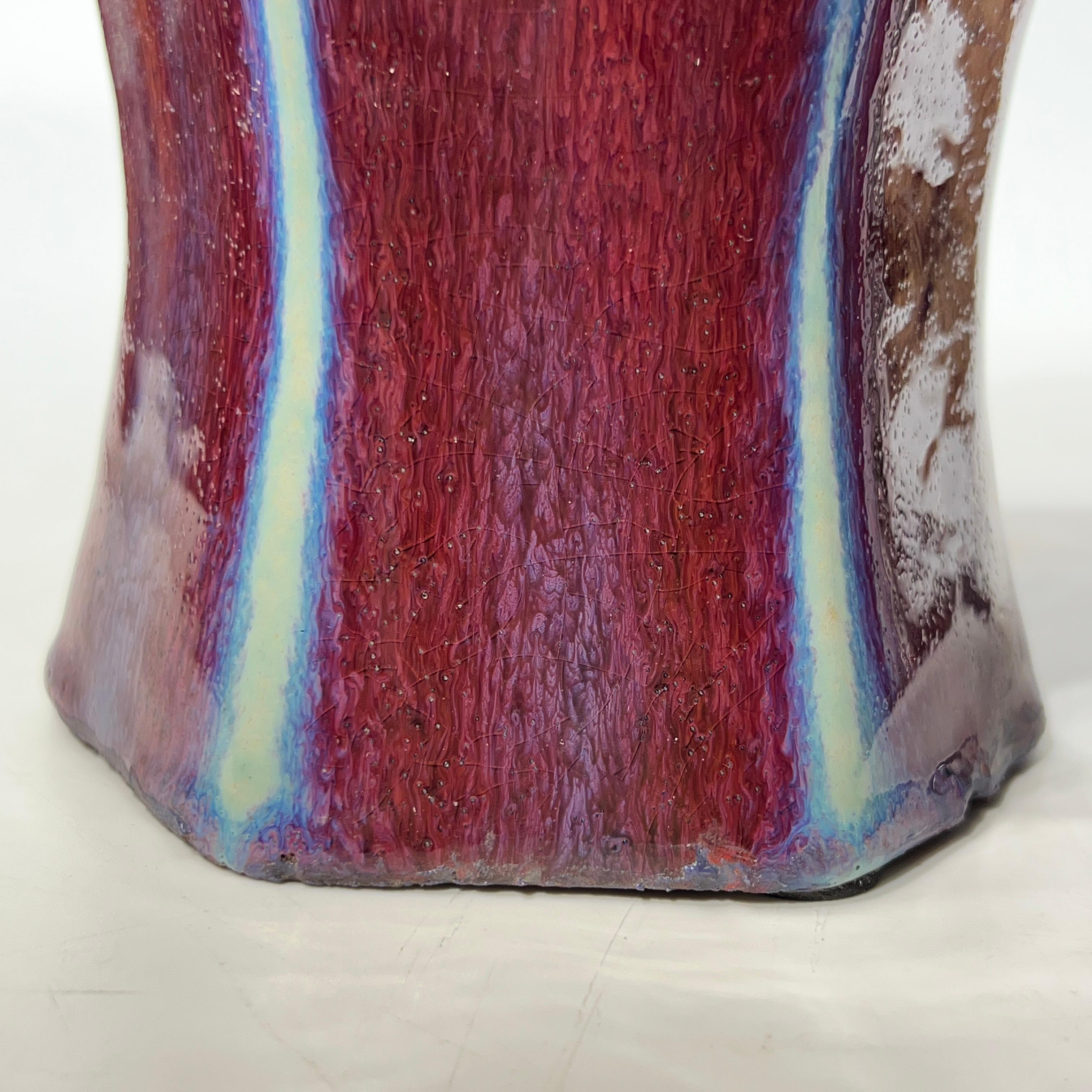 Coppia di vasi in ceramica smaltata Violet Flambe in vendita 3