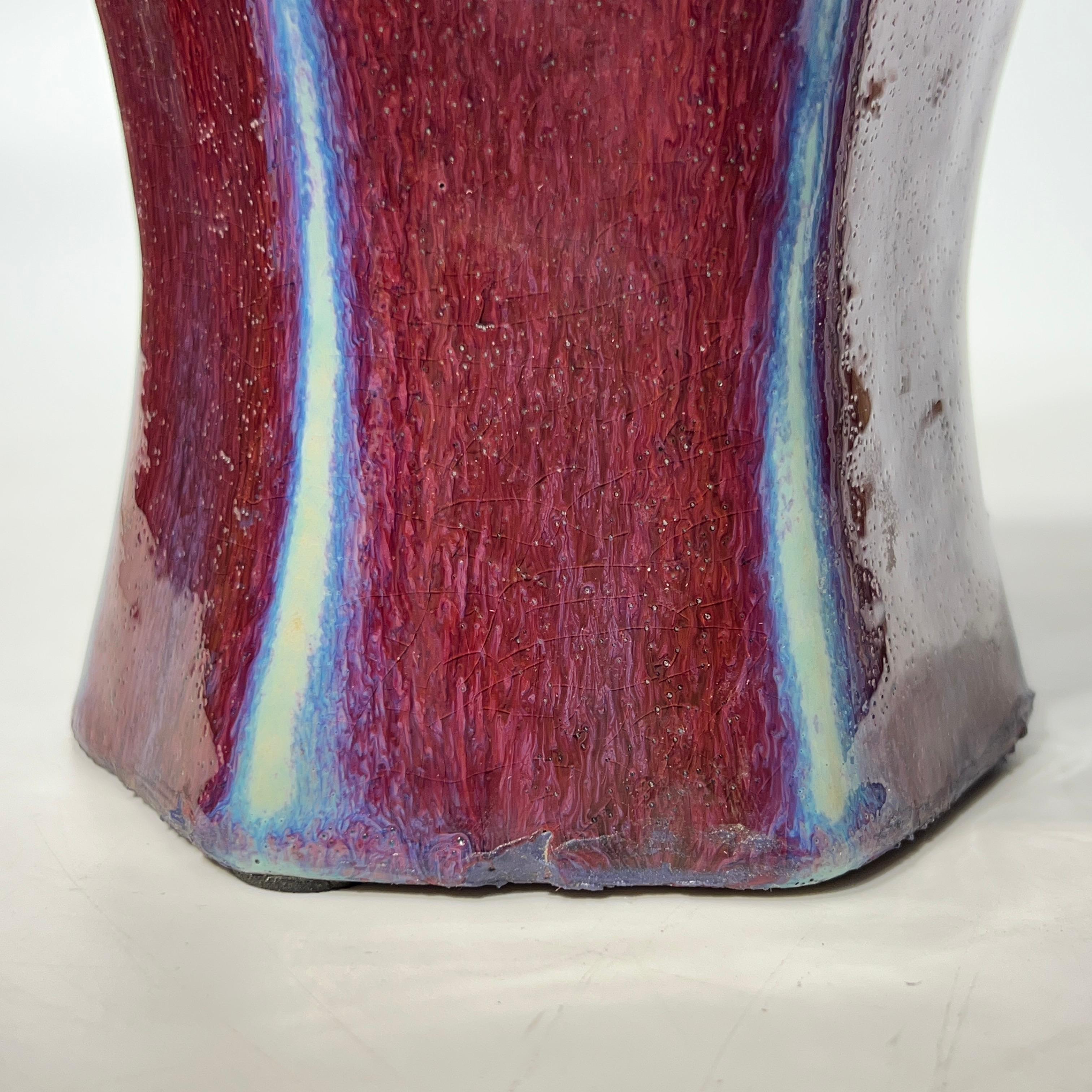 Coppia di vasi in ceramica smaltata Violet Flambe in vendita 4