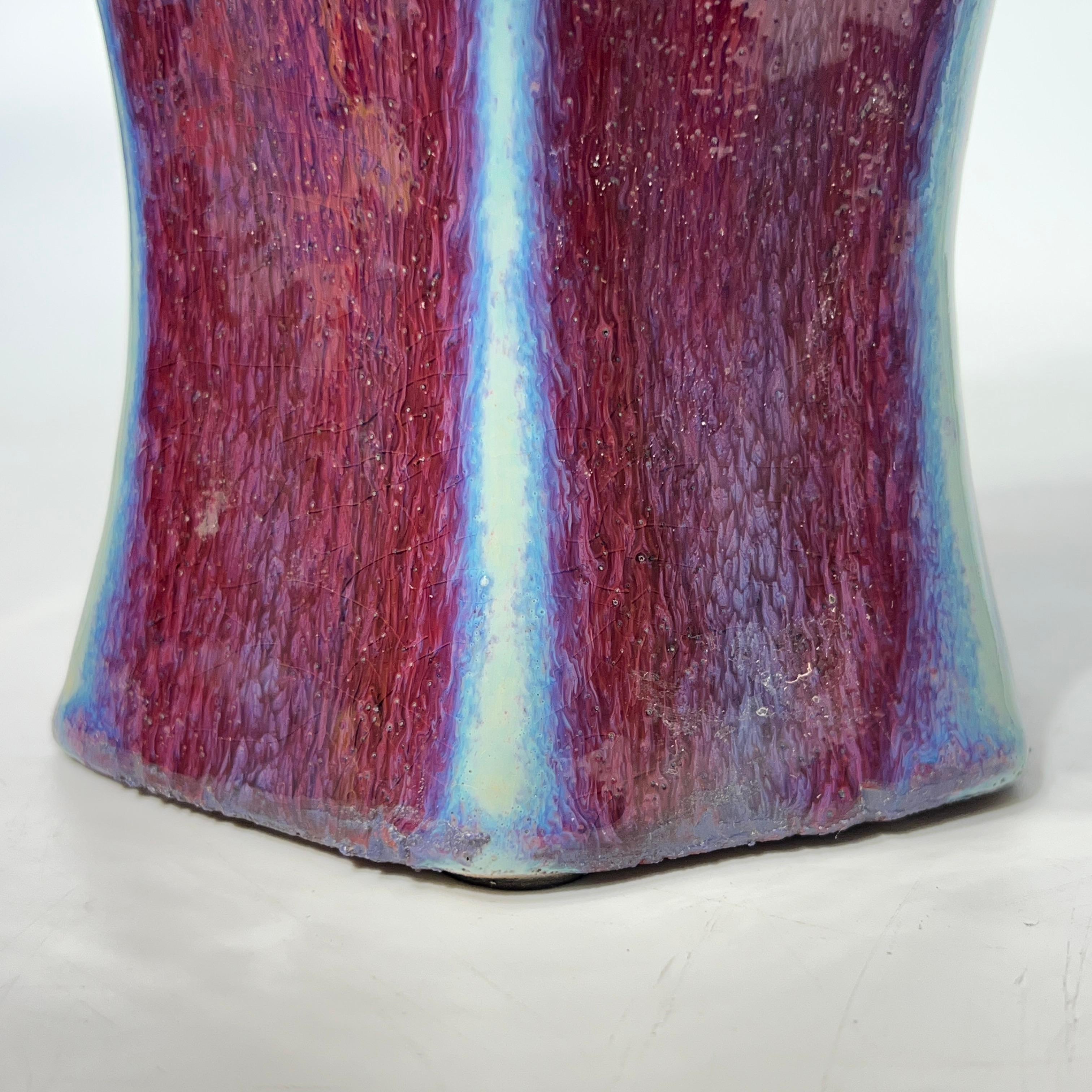 Coppia di vasi in ceramica smaltata Violet Flambe in vendita 5