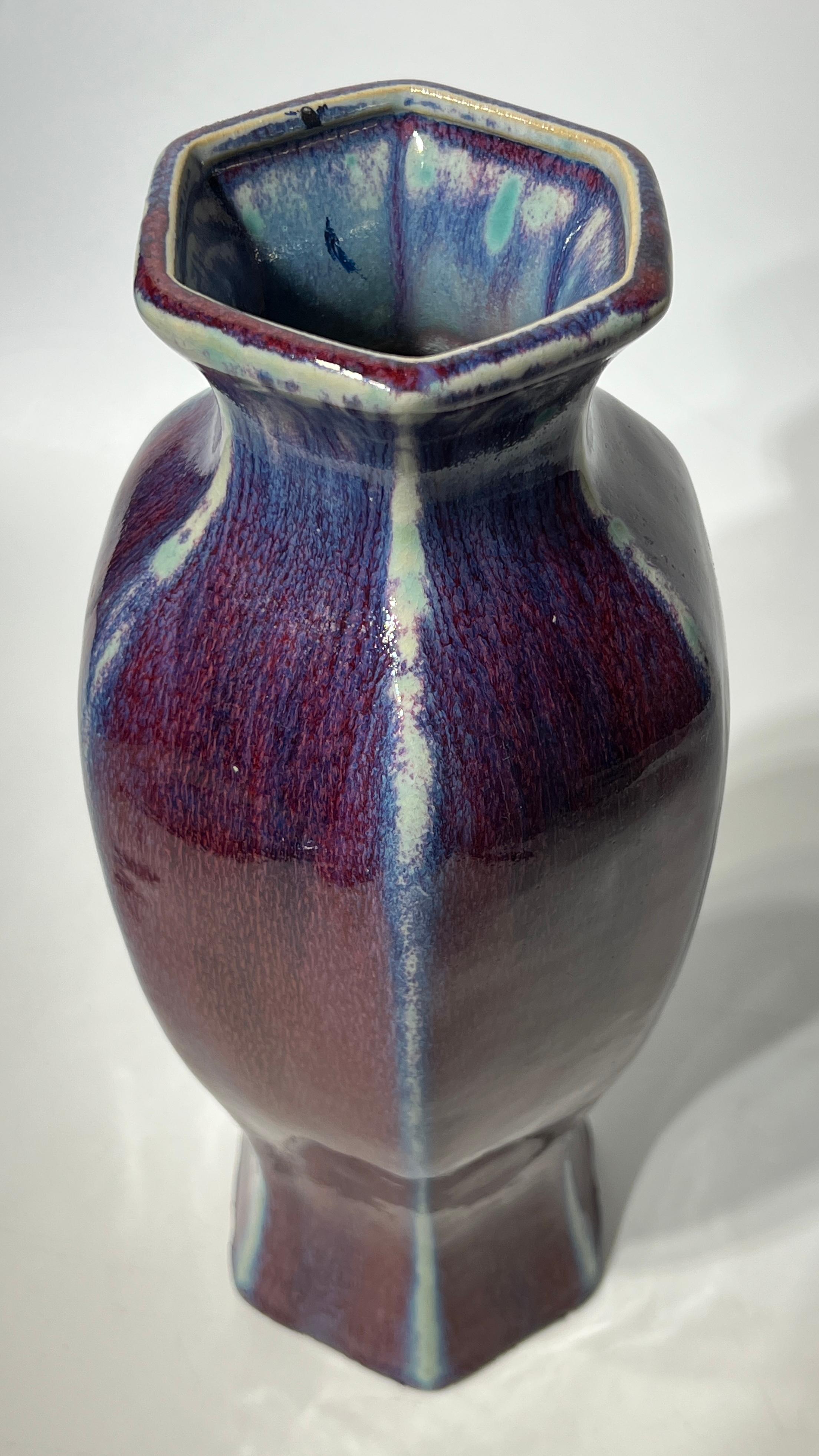 Ceramica Coppia di vasi in ceramica smaltata Violet Flambe in vendita