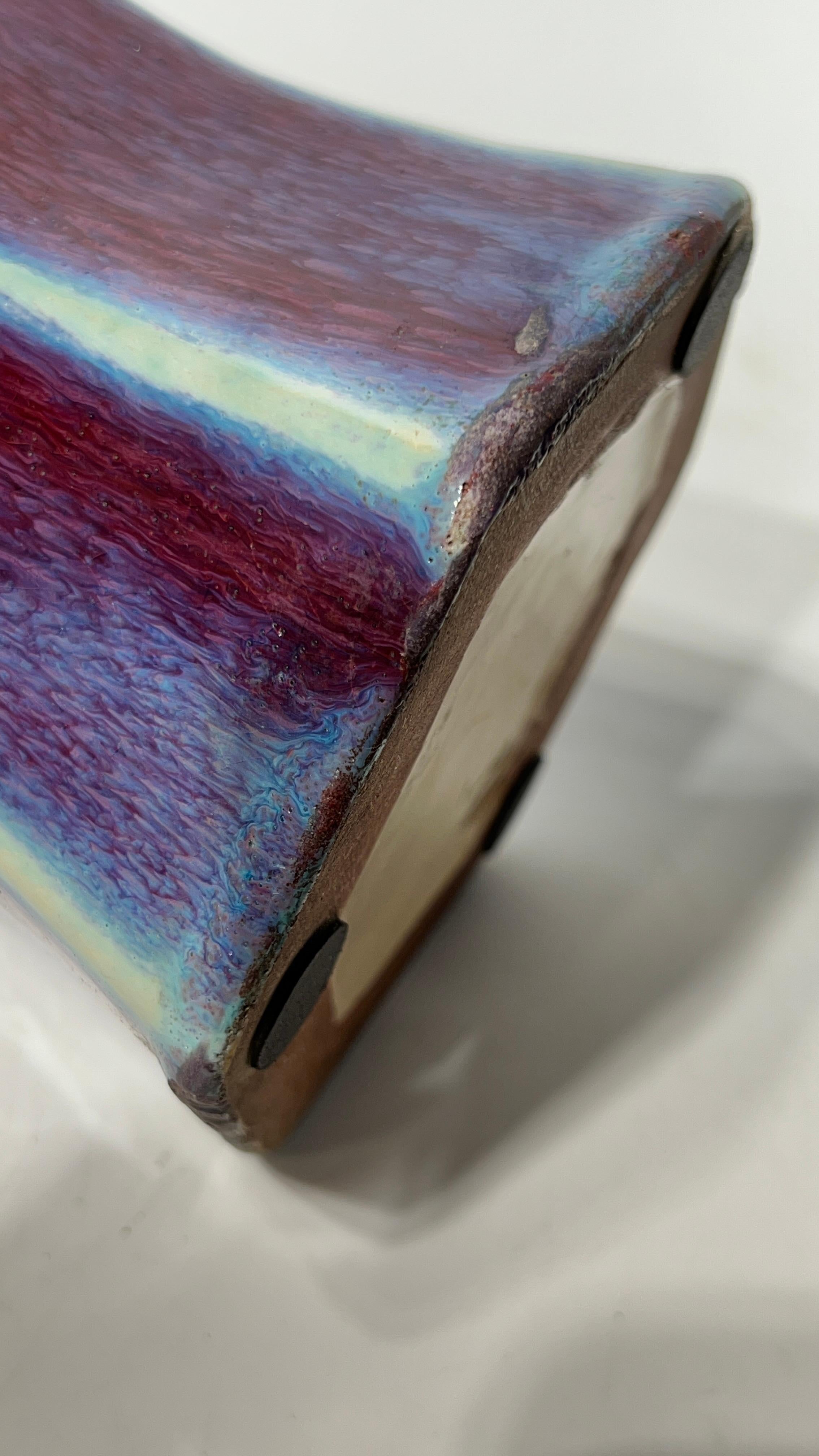 Coppia di vasi in ceramica smaltata Violet Flambe in vendita 1