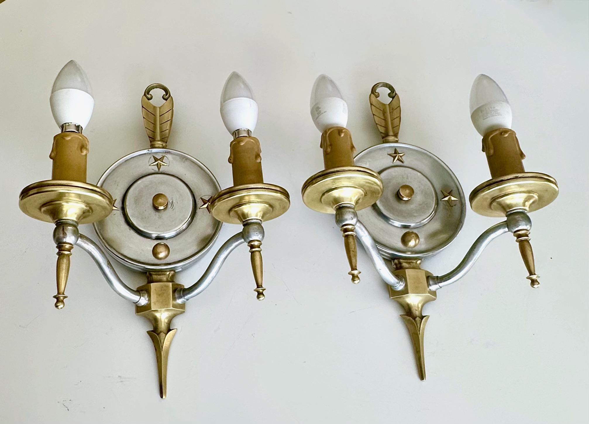 Paire d'appliques murales anciennes Virden Empire Arrow & Star en vente 4