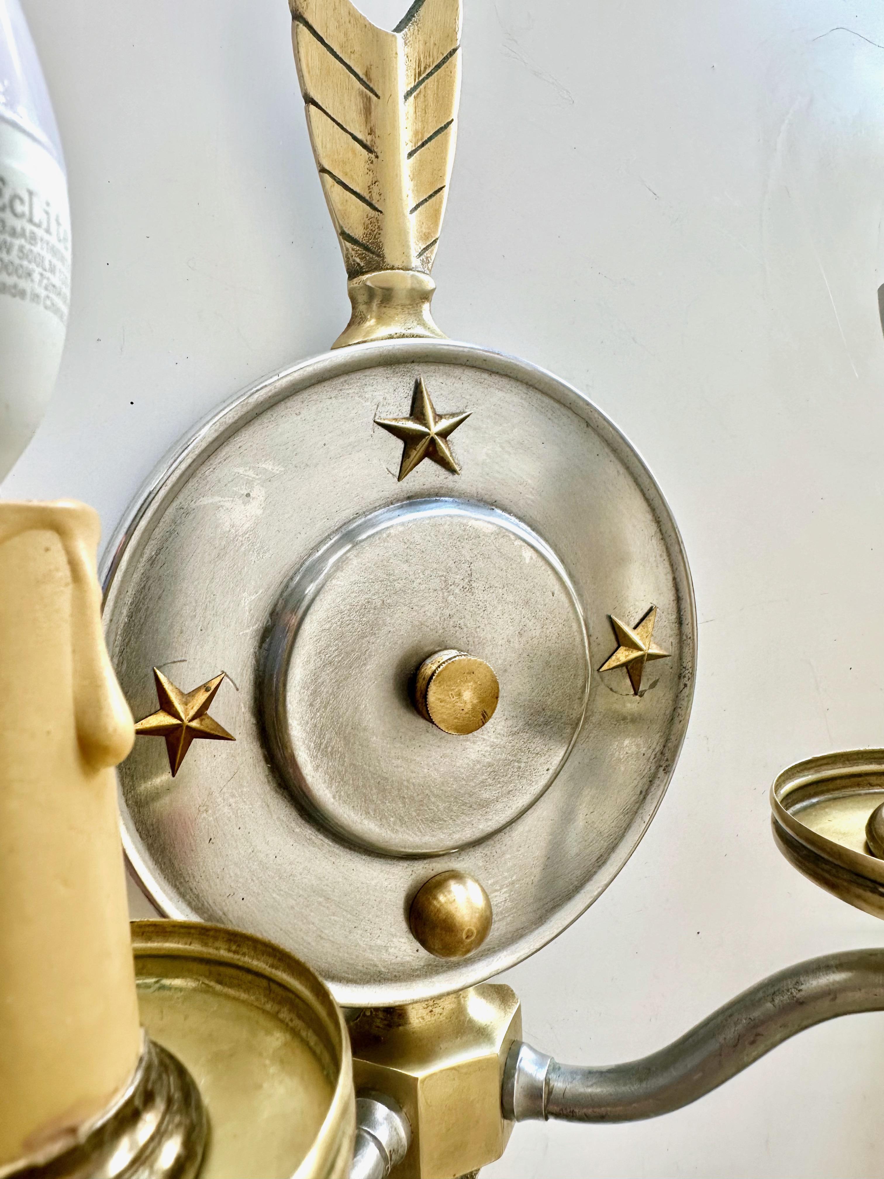 Paire d'appliques murales anciennes Virden Empire Arrow & Star en vente 12