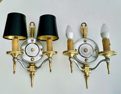Pair Virden Empire Arrow & Star Antique Wall Light Sconces