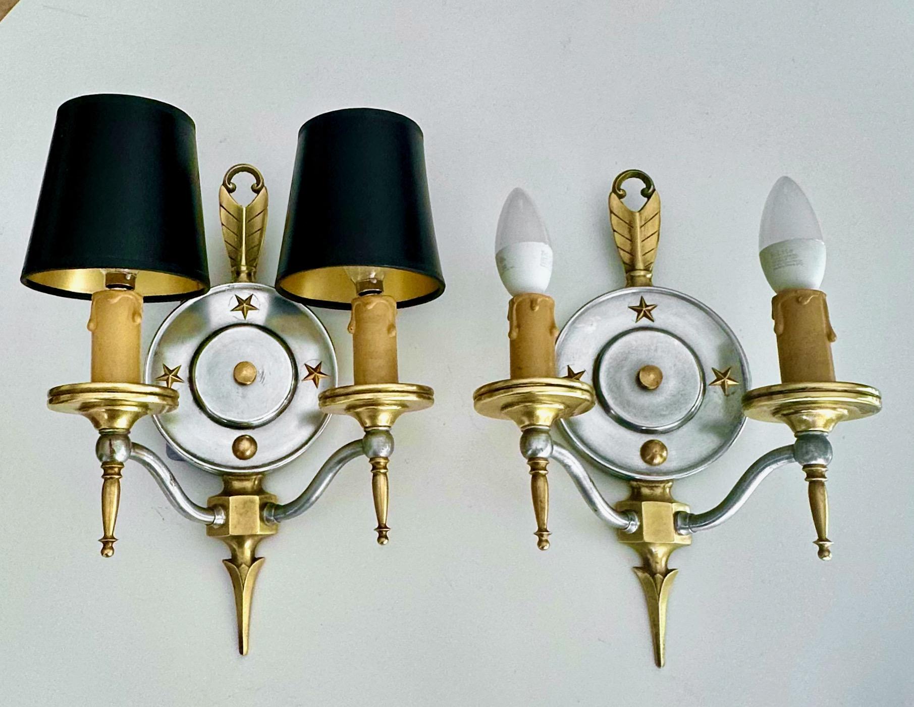 Paire d'appliques murales anciennes Virden Empire Arrow & Star en vente 14