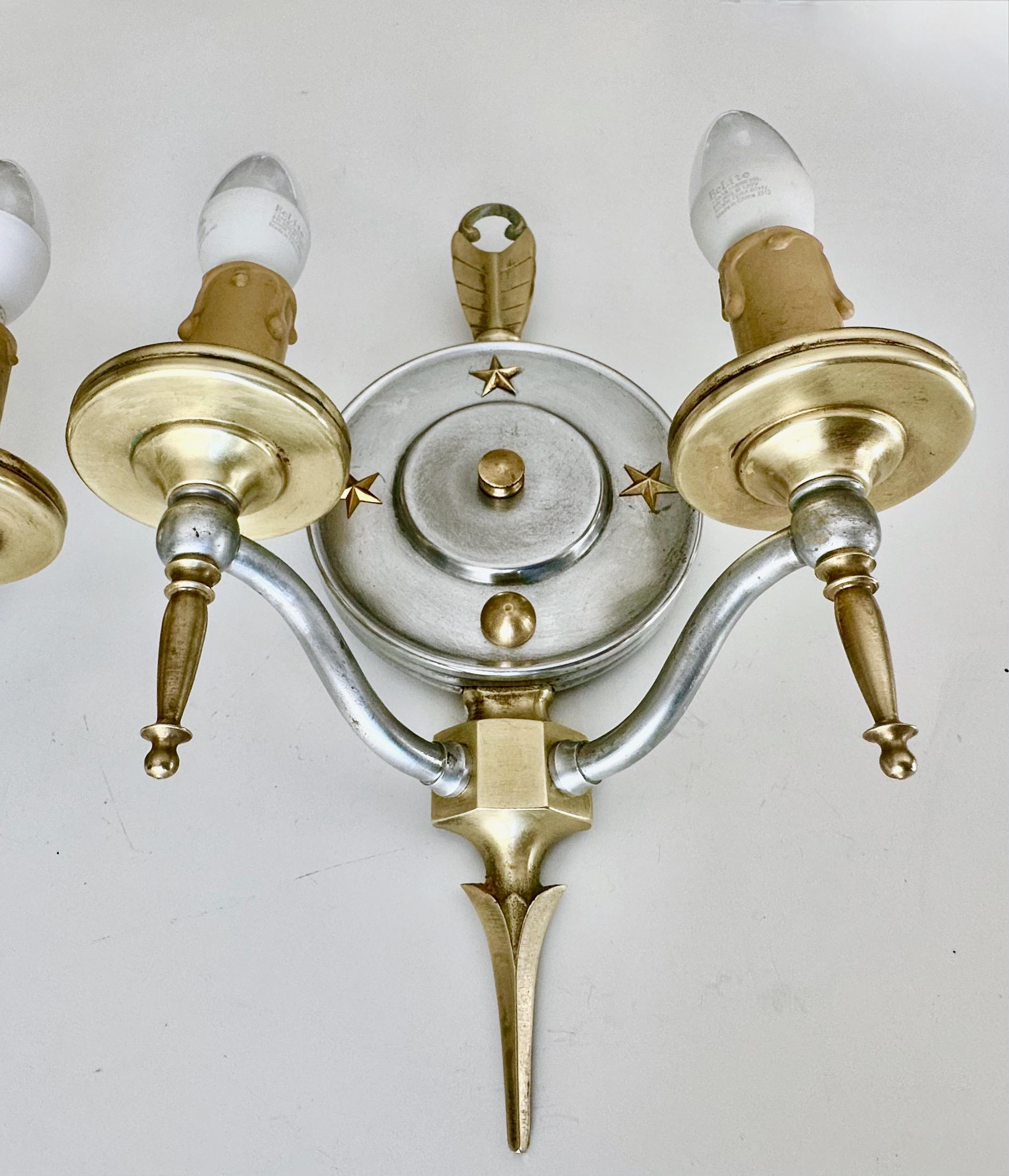 Paire d'appliques murales anciennes Virden Empire Arrow & Star en vente 3