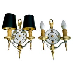Paar Virden Empire Arrow & Star Antike Wandleuchten Sconces