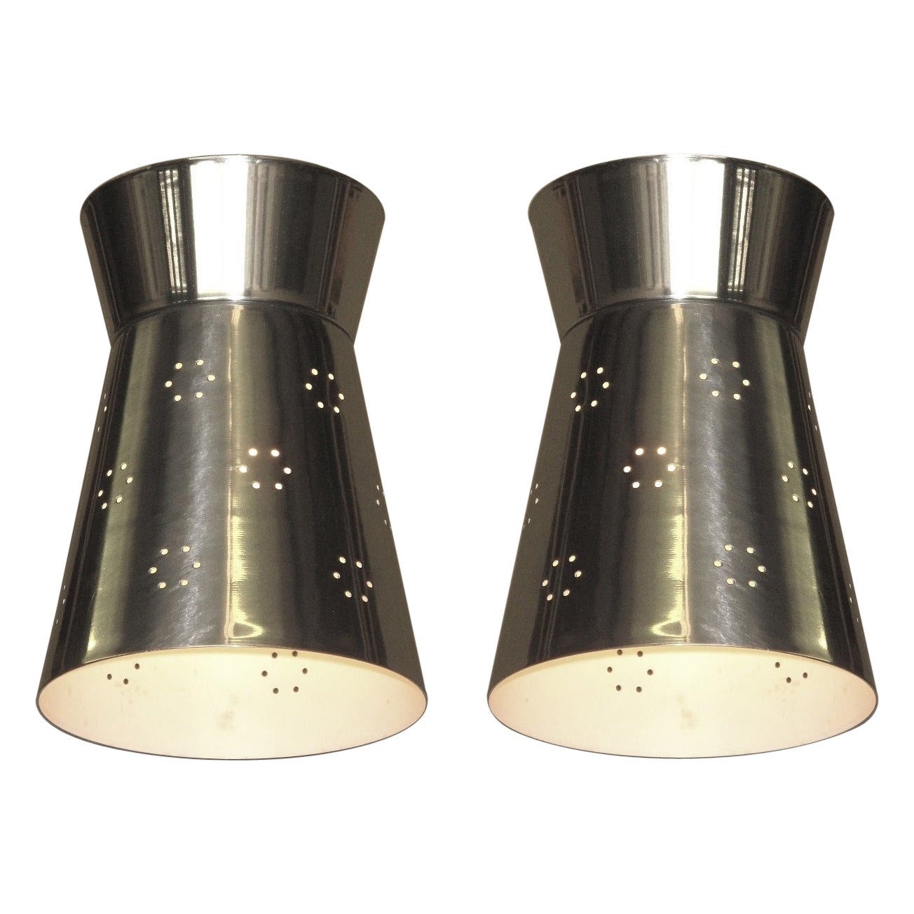 Pair Virden Flush Mount Chrome Mid-Century NOS, circa 1950s