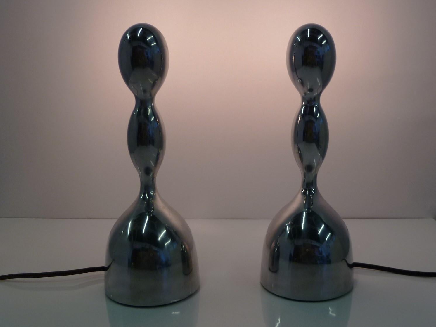 Post-Modern Pair of Virgo Space Age Modern Table Lamps by Ilaria Gibertini for Nemo, Italy For Sale