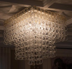 Pair of Vistosi Chandeliers "Giogali" by Angelo Mangiarotti, Murano