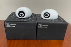 Pair Vistosi Murano Model S562 Sasso Stone Glass Eyeball Style Paperweights