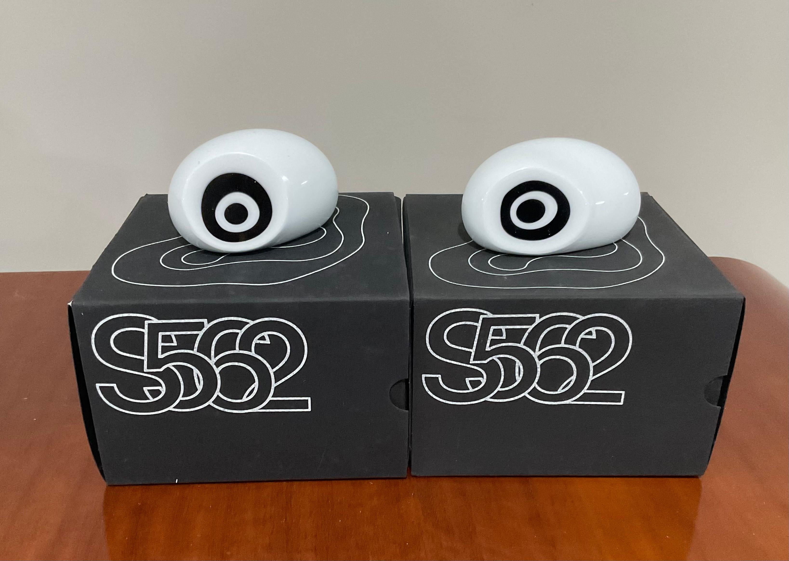 Mid-Century Modern Pair Vistosi Murano Model S562 Sasso Stone Glass Eyeball Style Paperweights For Sale